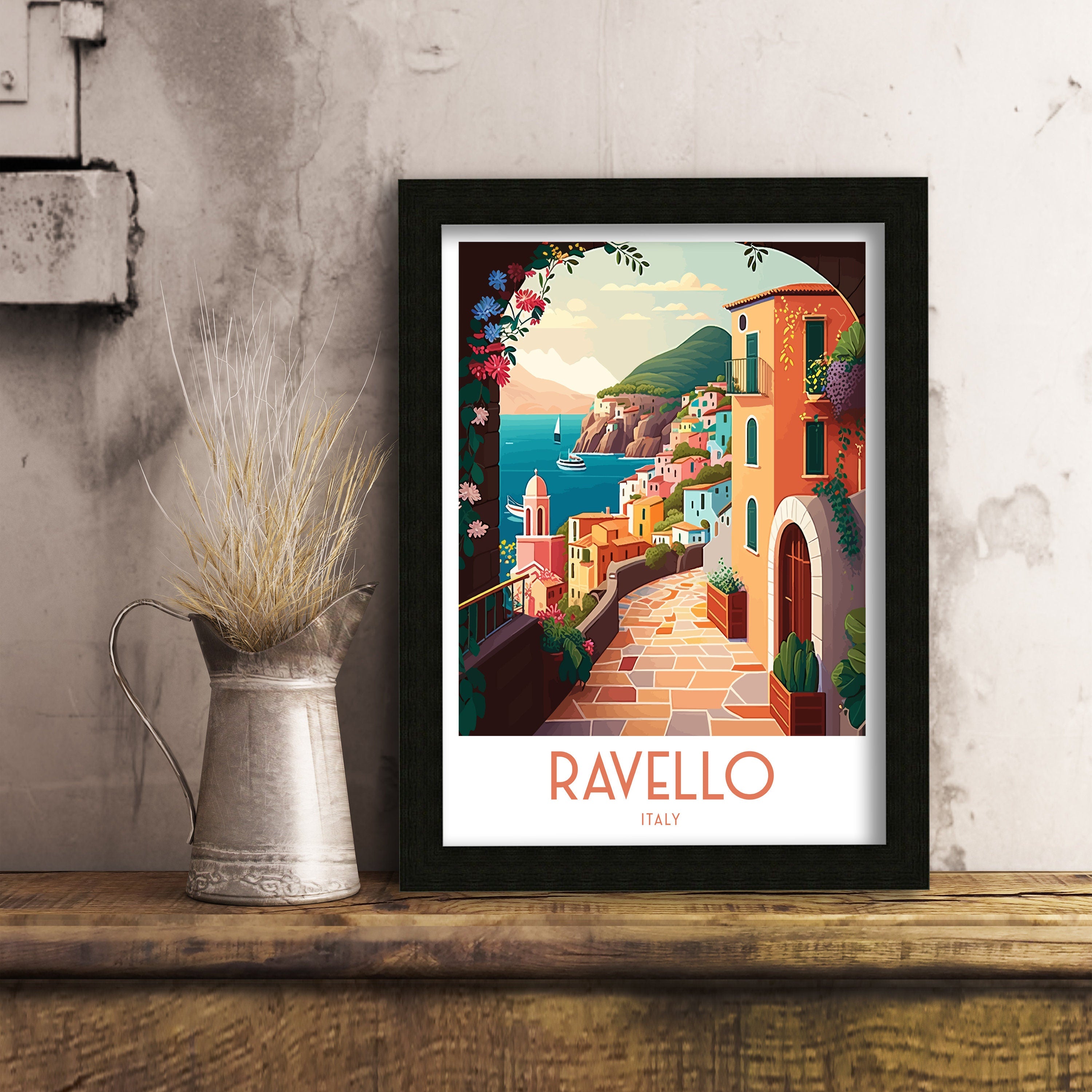Ravello Italy Print, Coastal Mediterranean Wall Art