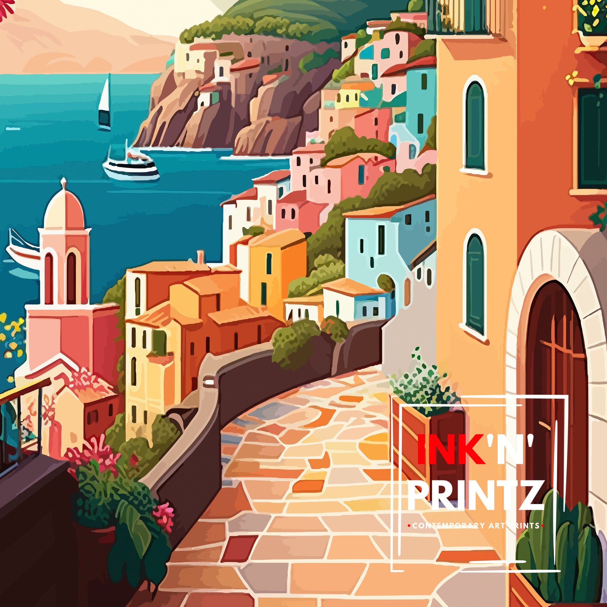 Ravello Italy Print, Coastal Mediterranean Wall Art