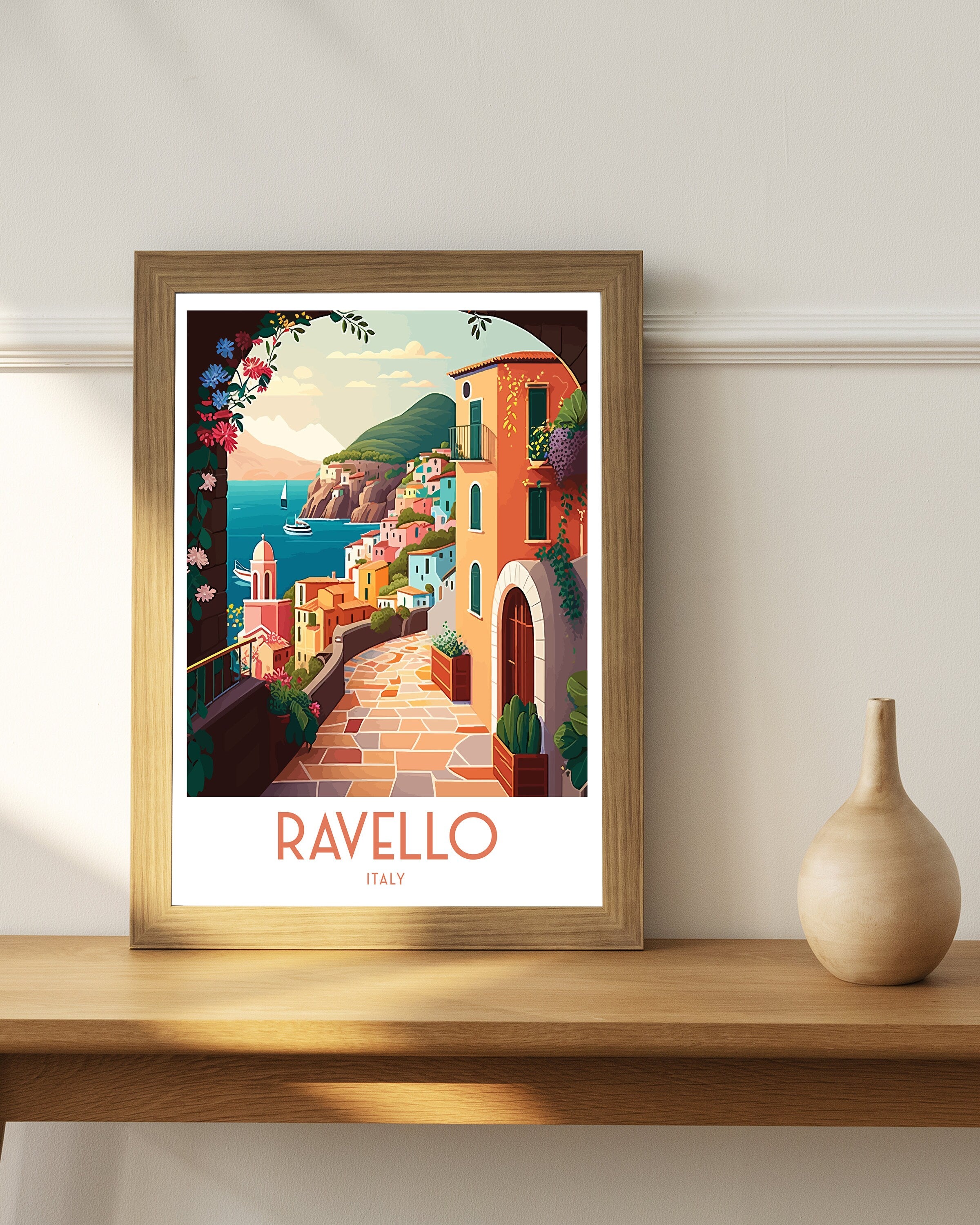 Ravello Italy Print, Coastal Mediterranean Wall Art