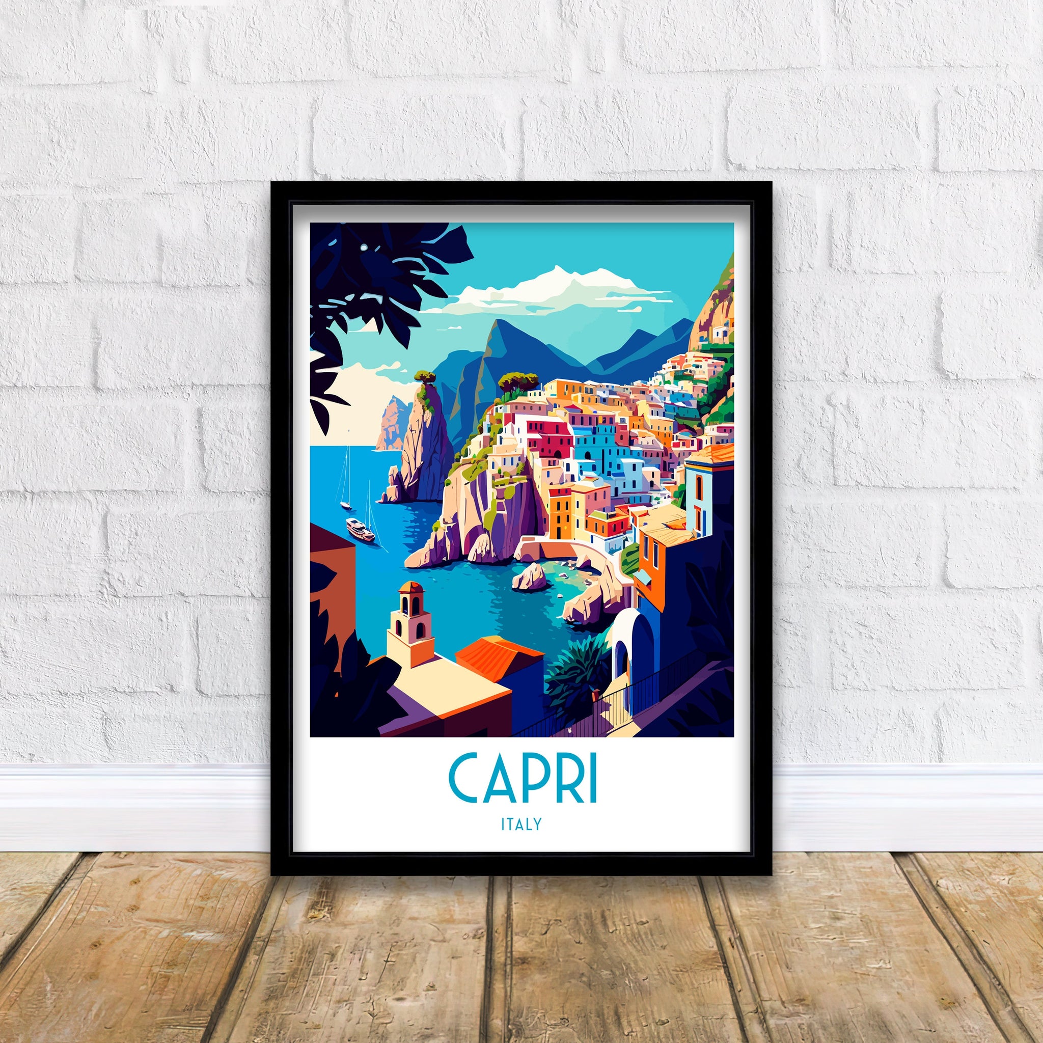 Capri Italy Art Print, Turquoise Waters Travel Poster