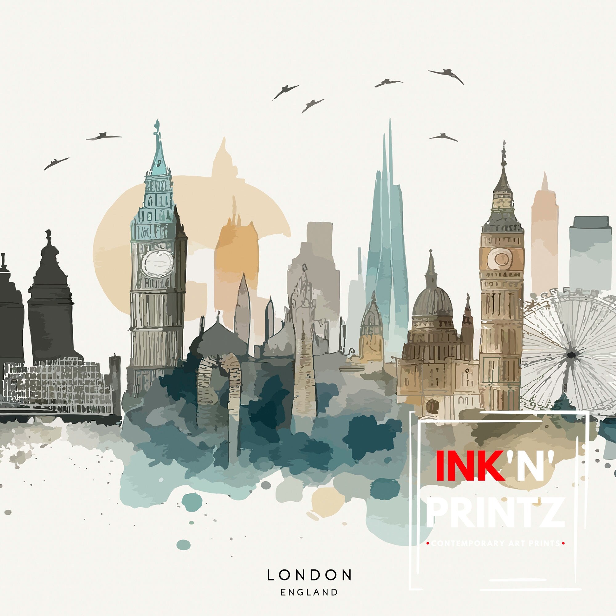 London Skyline Art Print | London Print| London Poster| London Wall Art| London| London Art Print| London Art| London Cityscape