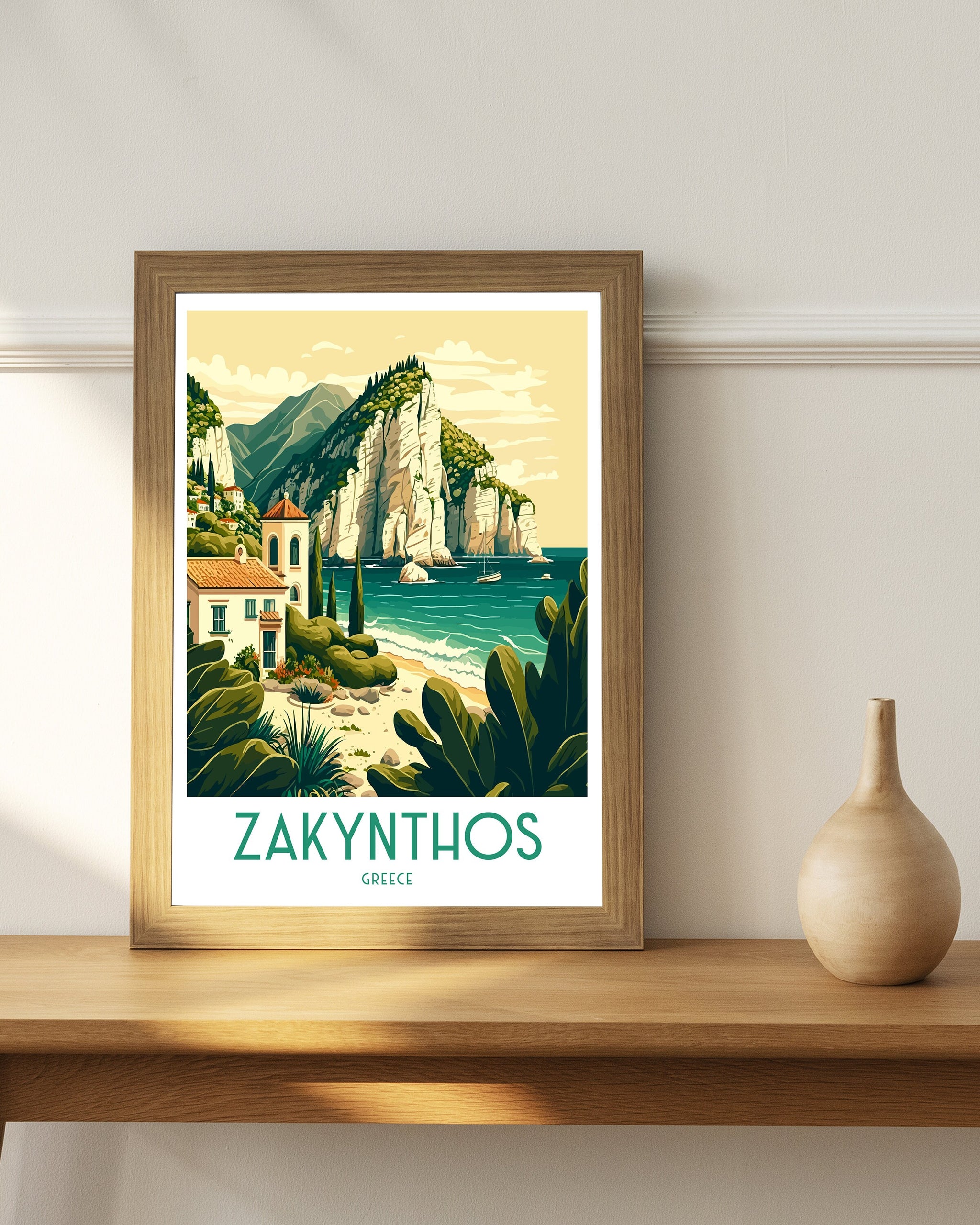 Zakynthos Greece Travel Poster, Ionian Sea Print