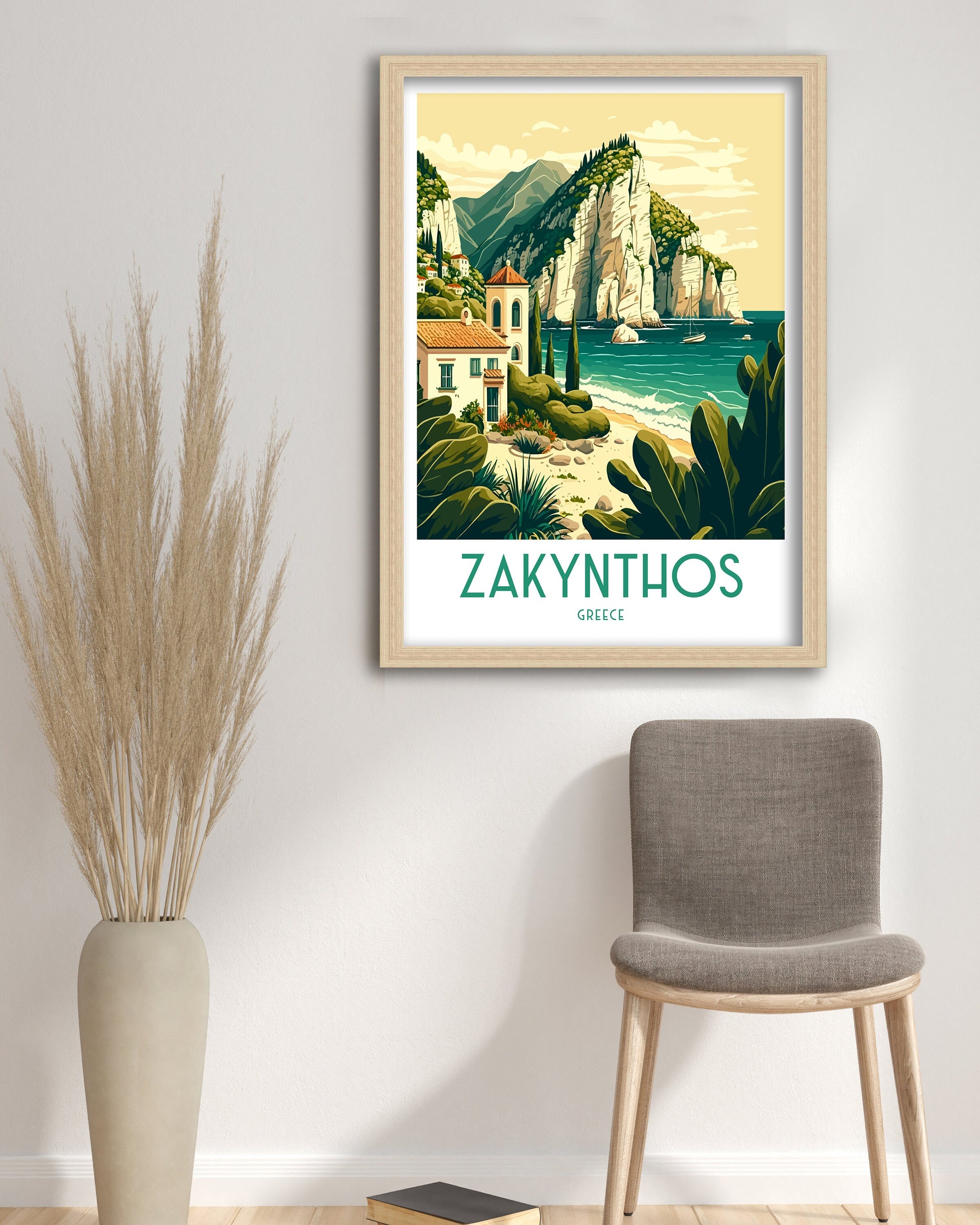 Zakynthos Greece Travel Poster, Ionian Sea Print