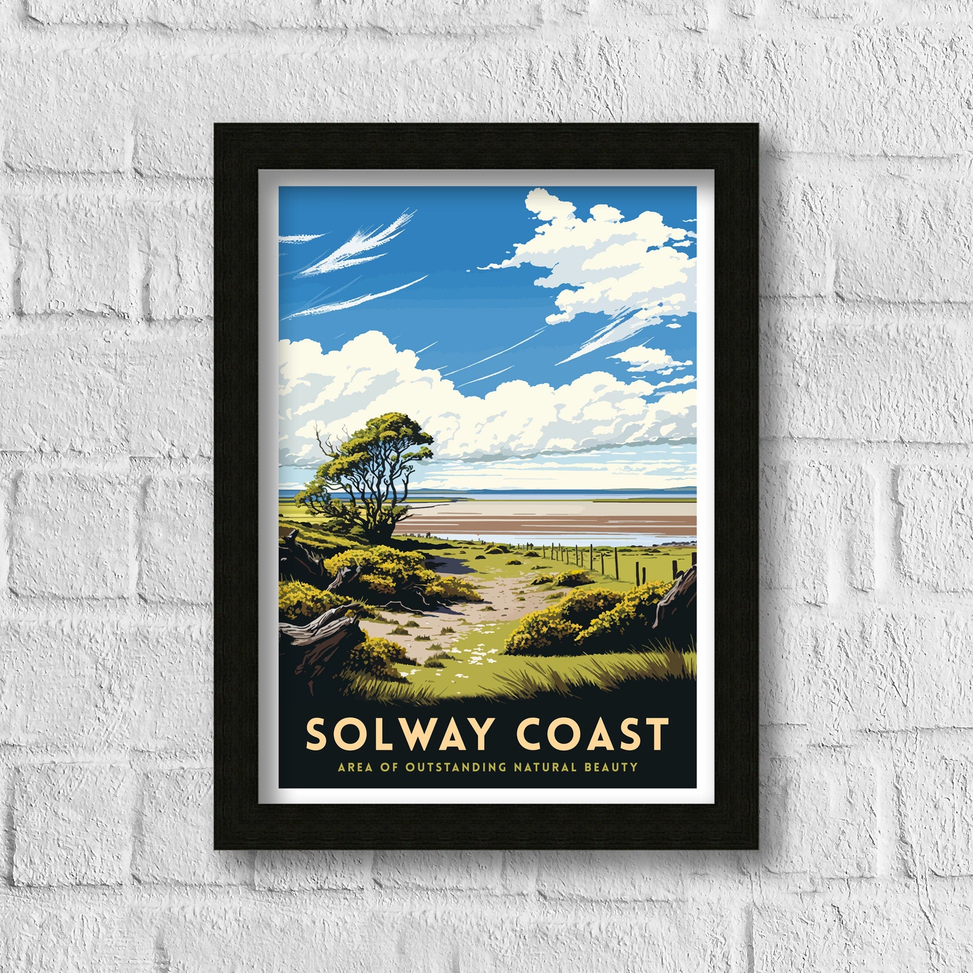 Solway Coast Travel Poster, Coastal Illustration Art Print