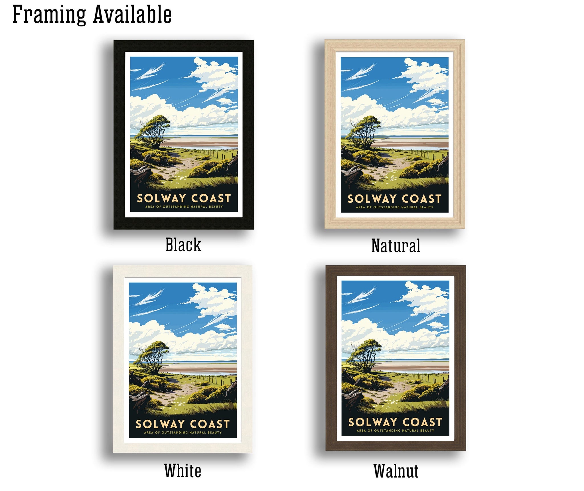 Solway Coast Travel Poster, Coastal Illustration Art Print