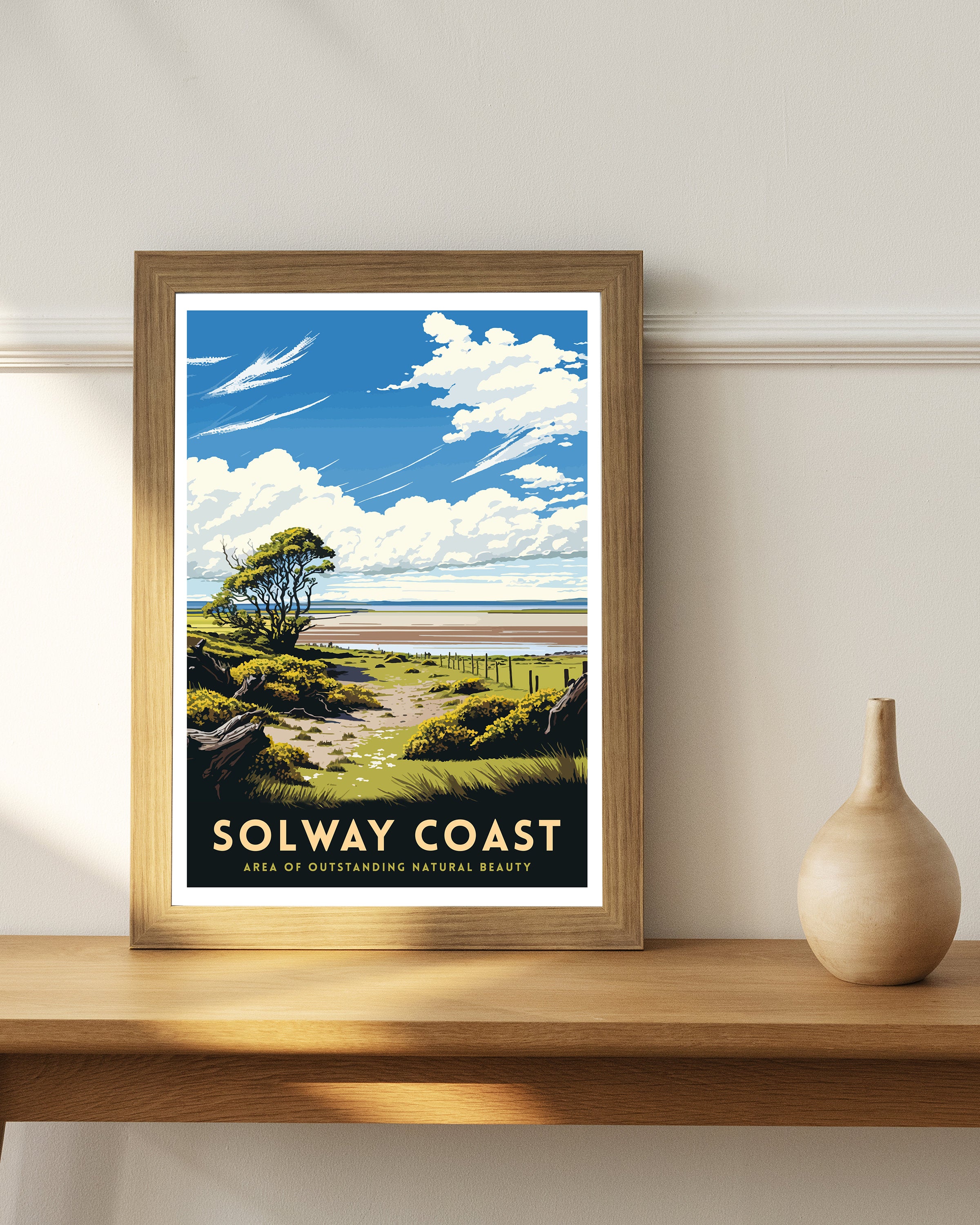 Solway Coast Travel Poster, Coastal Illustration Art Print