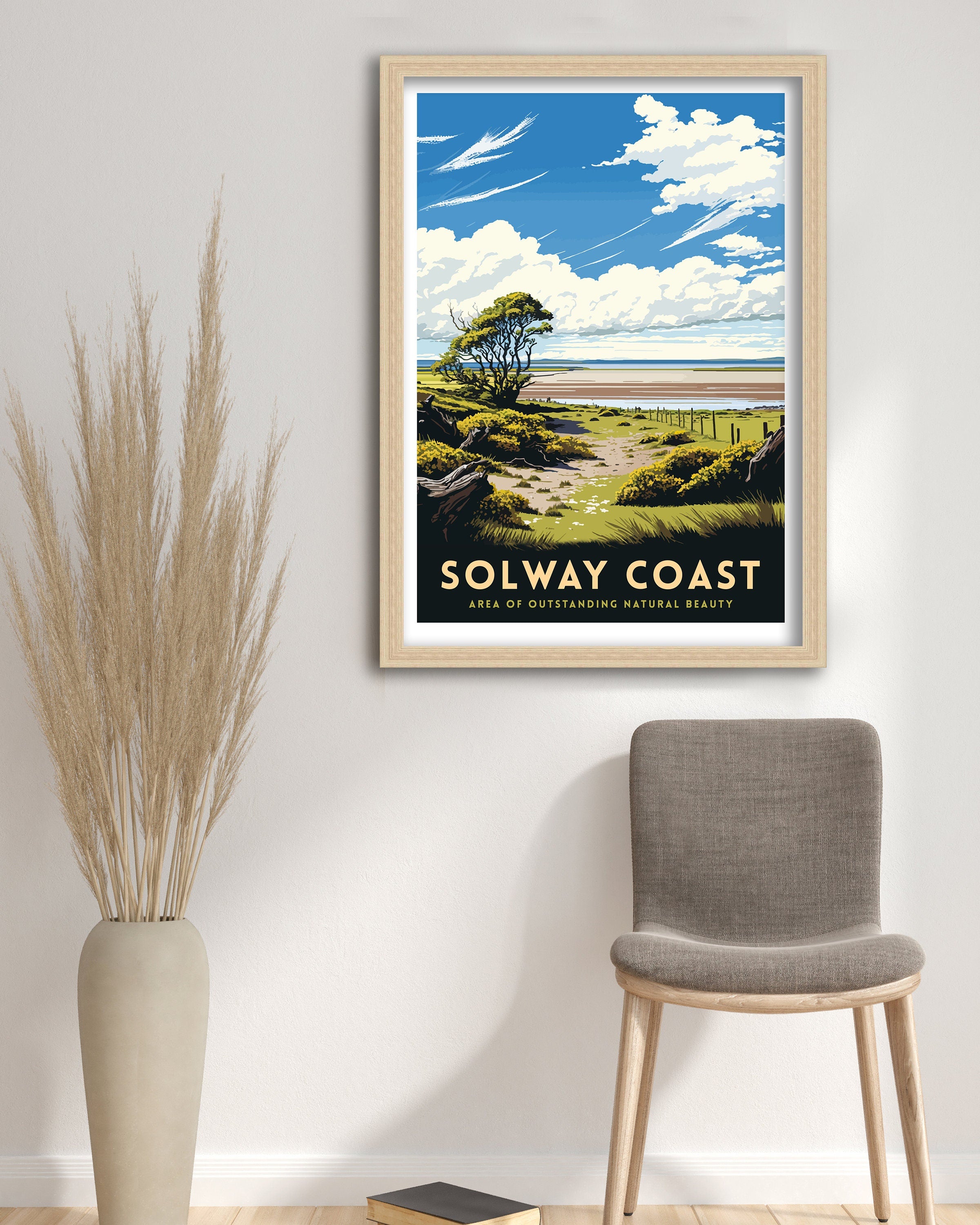 Solway Coast Travel Poster, Coastal Illustration Art Print