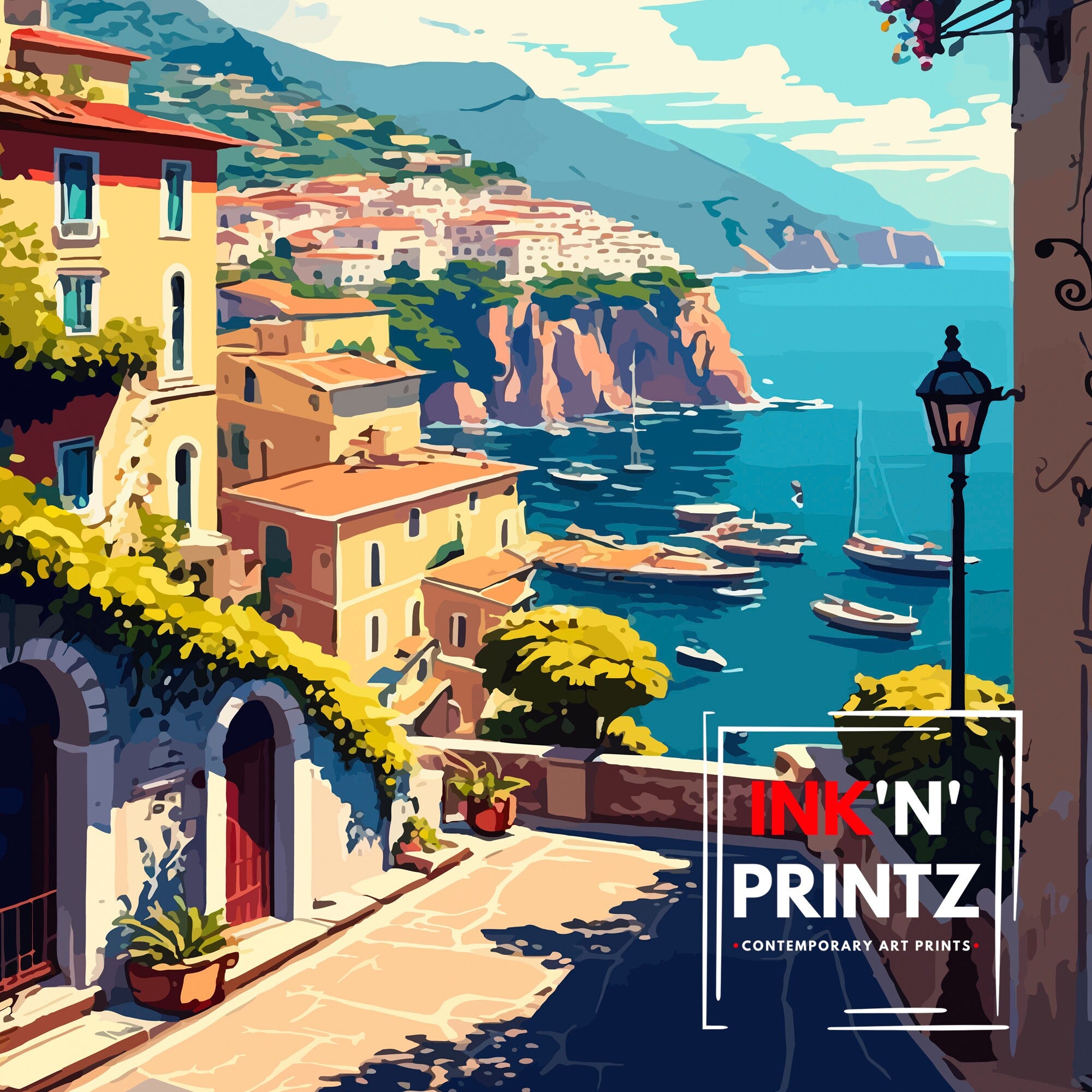 Sorrento Italy Coastal Art Print – Travel Poster