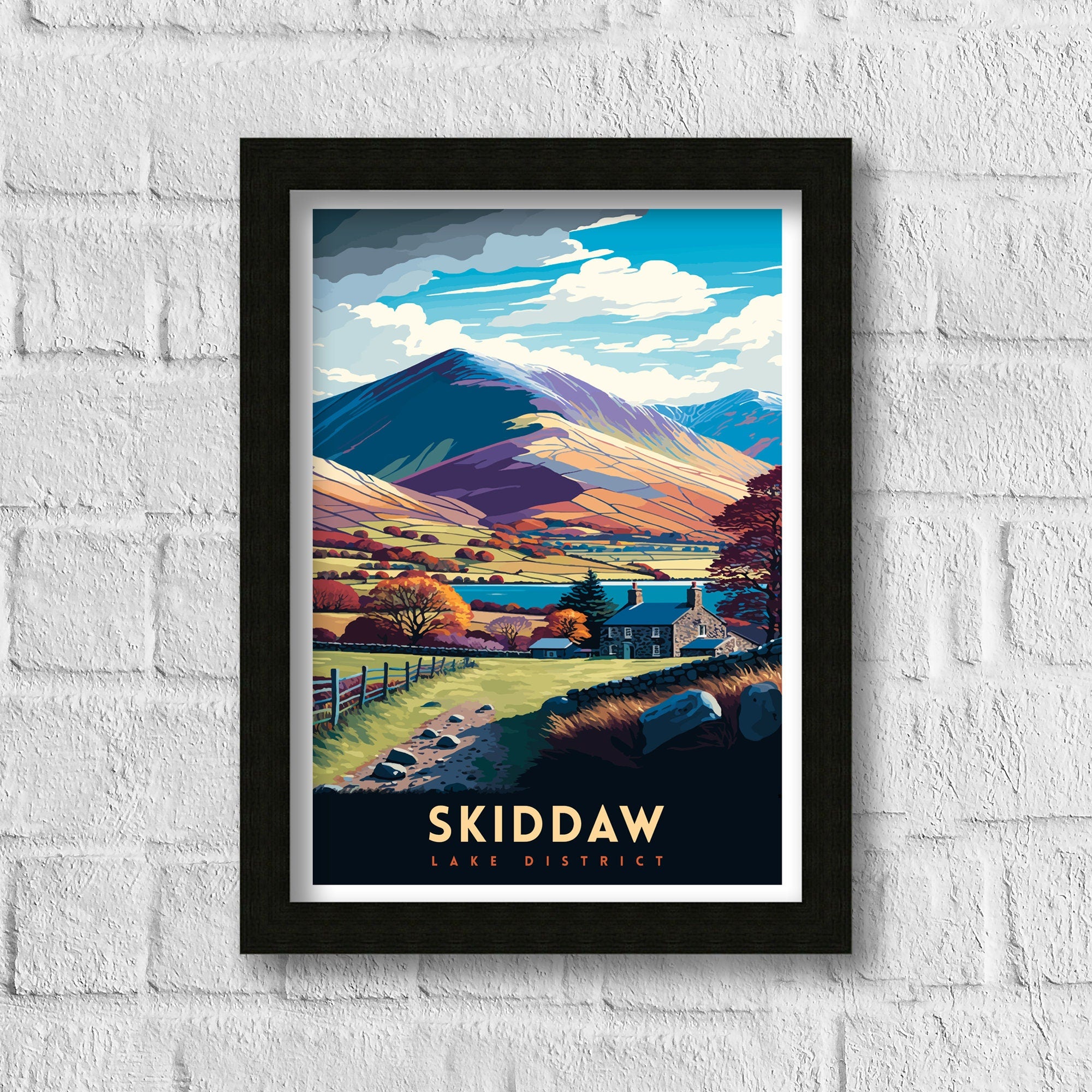 Skiddaw Lake District Art Print, Mountain Travel Poster