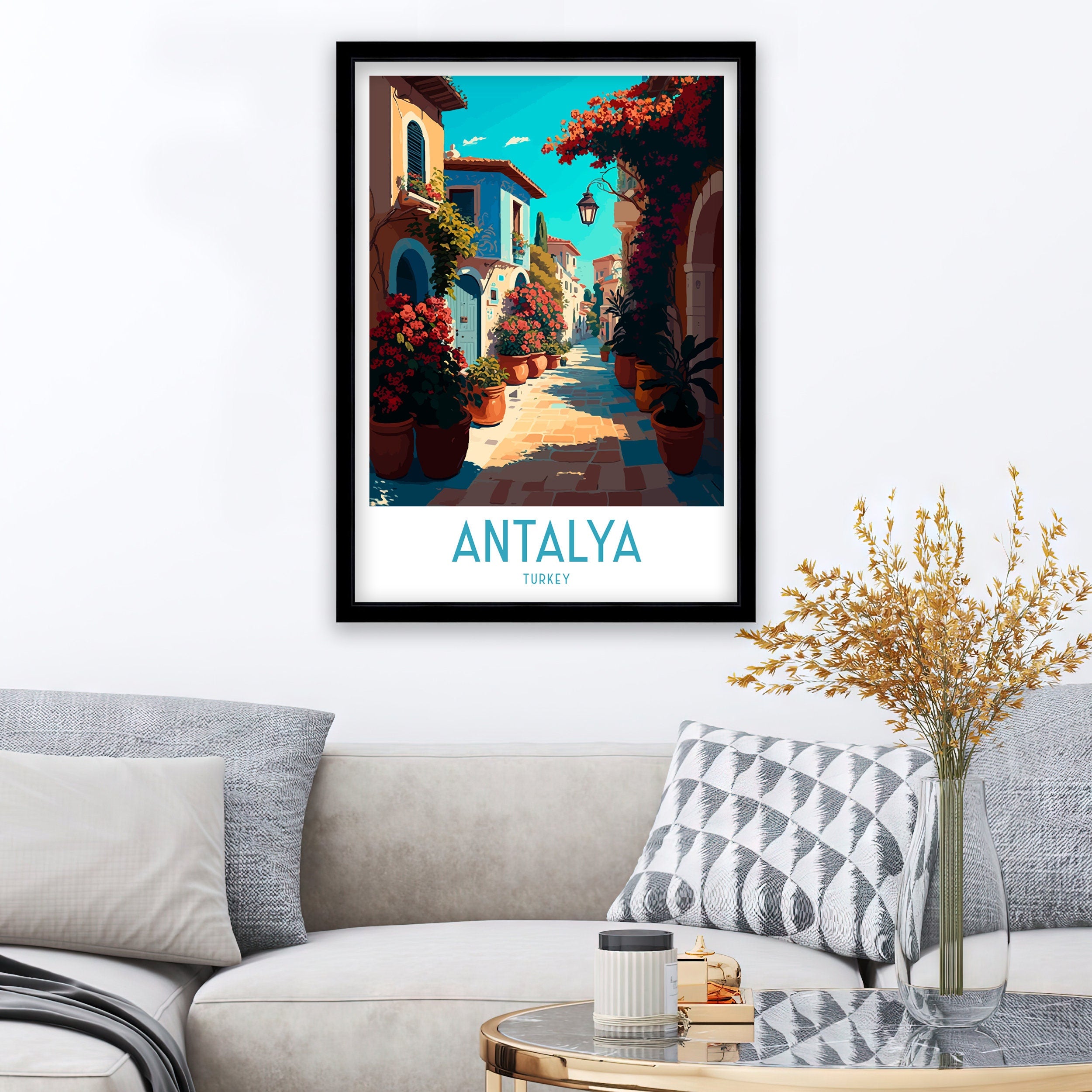 Antalya Turkey Travel Poster, Turquoise Coast Art Print