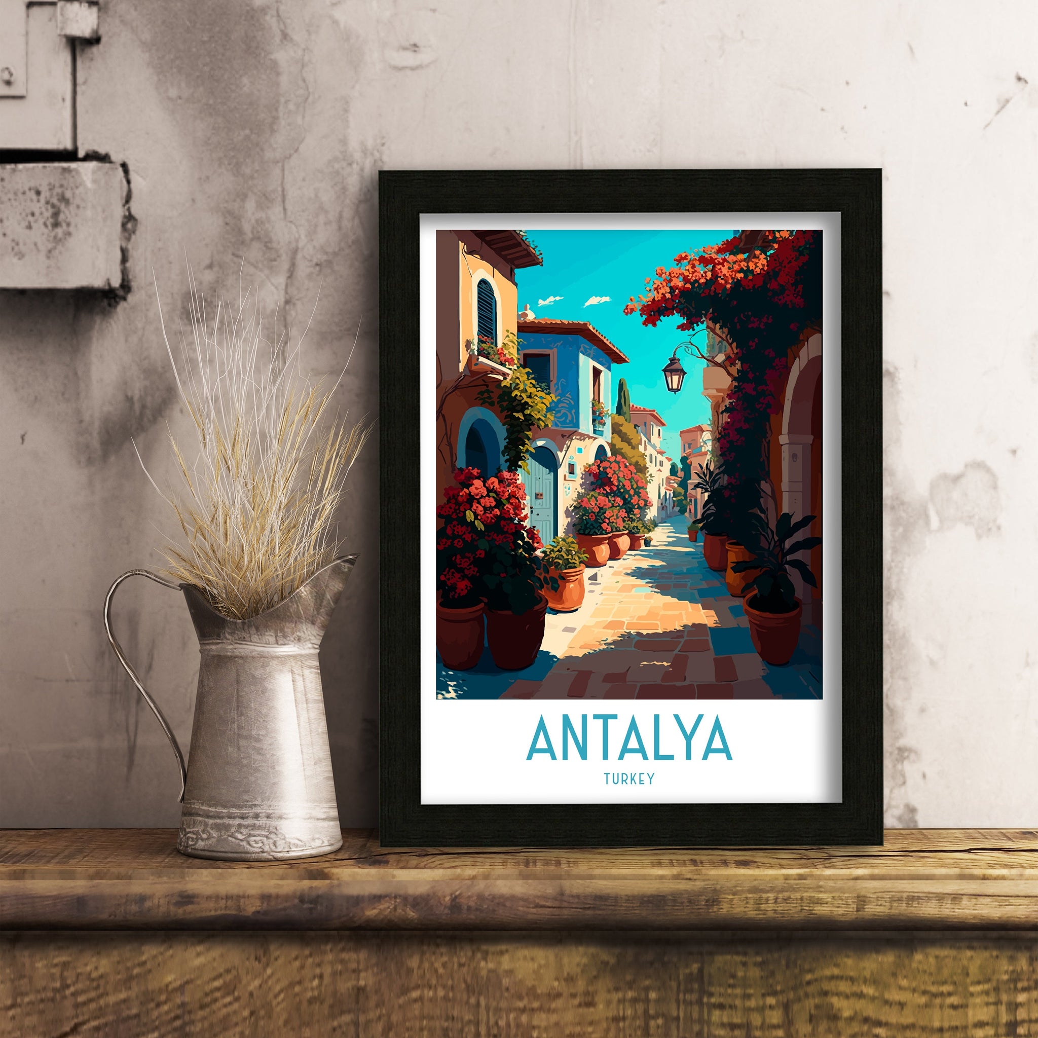 Antalya Turkey Travel Poster, Turquoise Coast Art Print