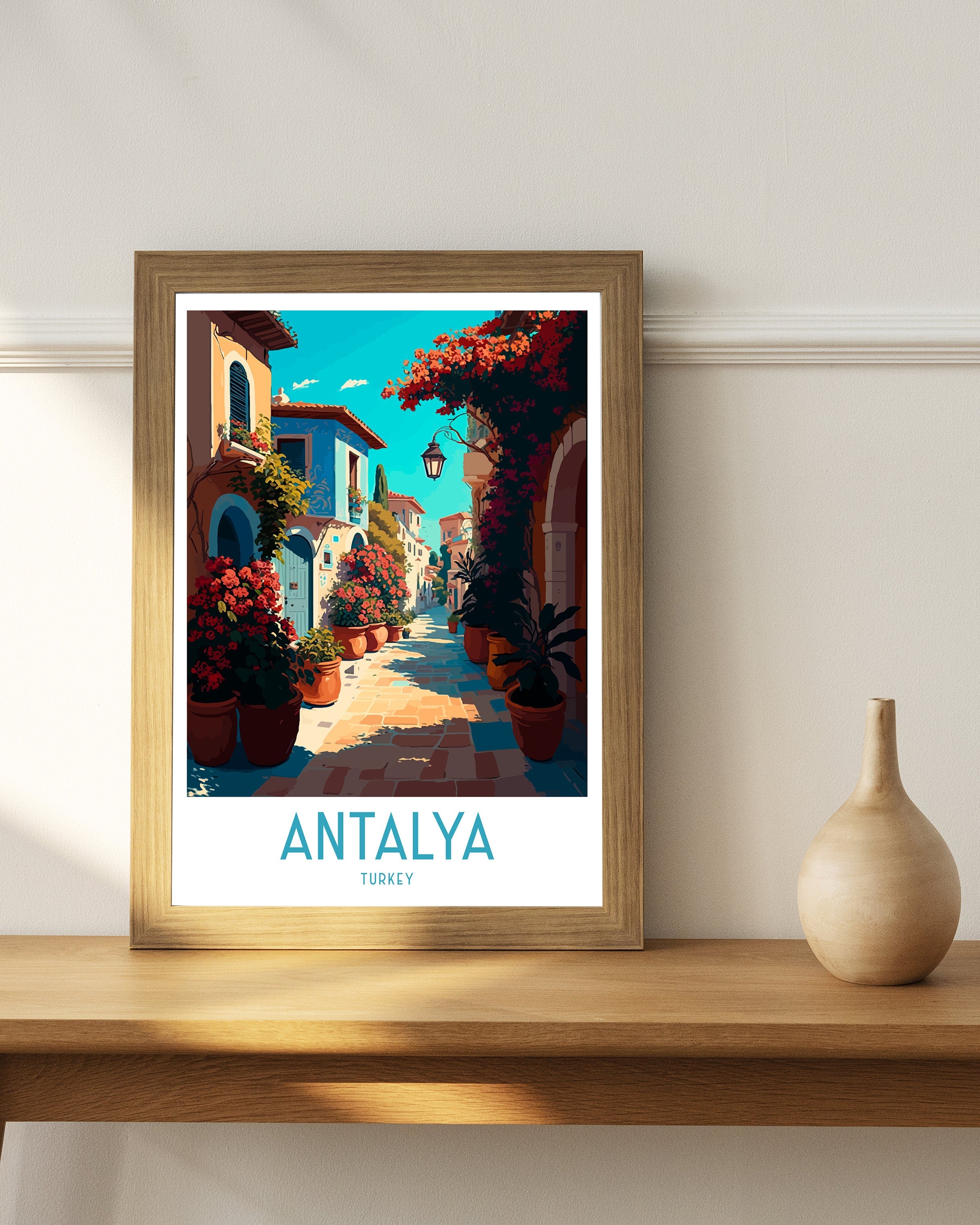 Antalya Turkey Travel Poster, Turquoise Coast Art Print