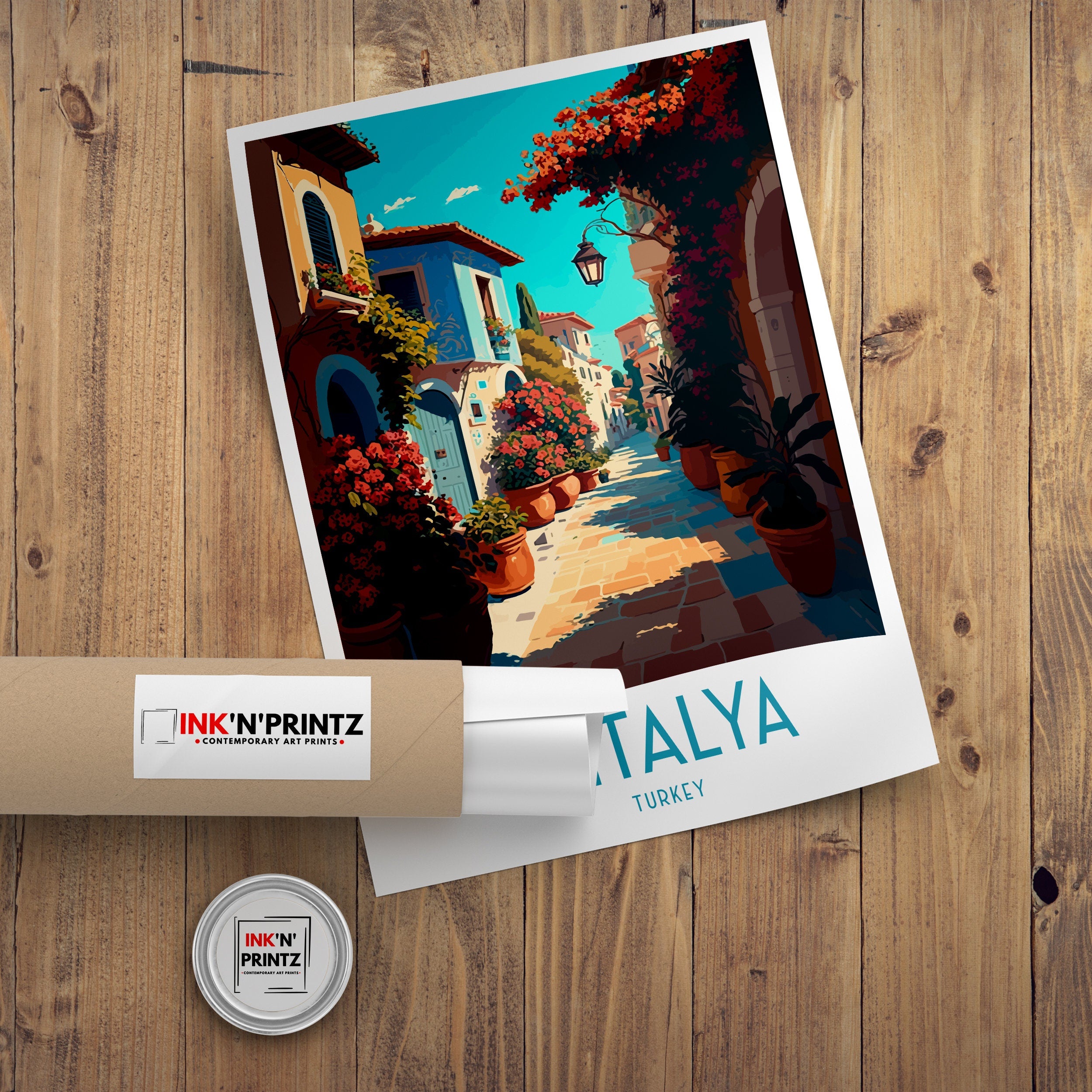 Antalya Turkey Travel Poster, Turquoise Coast Art Print