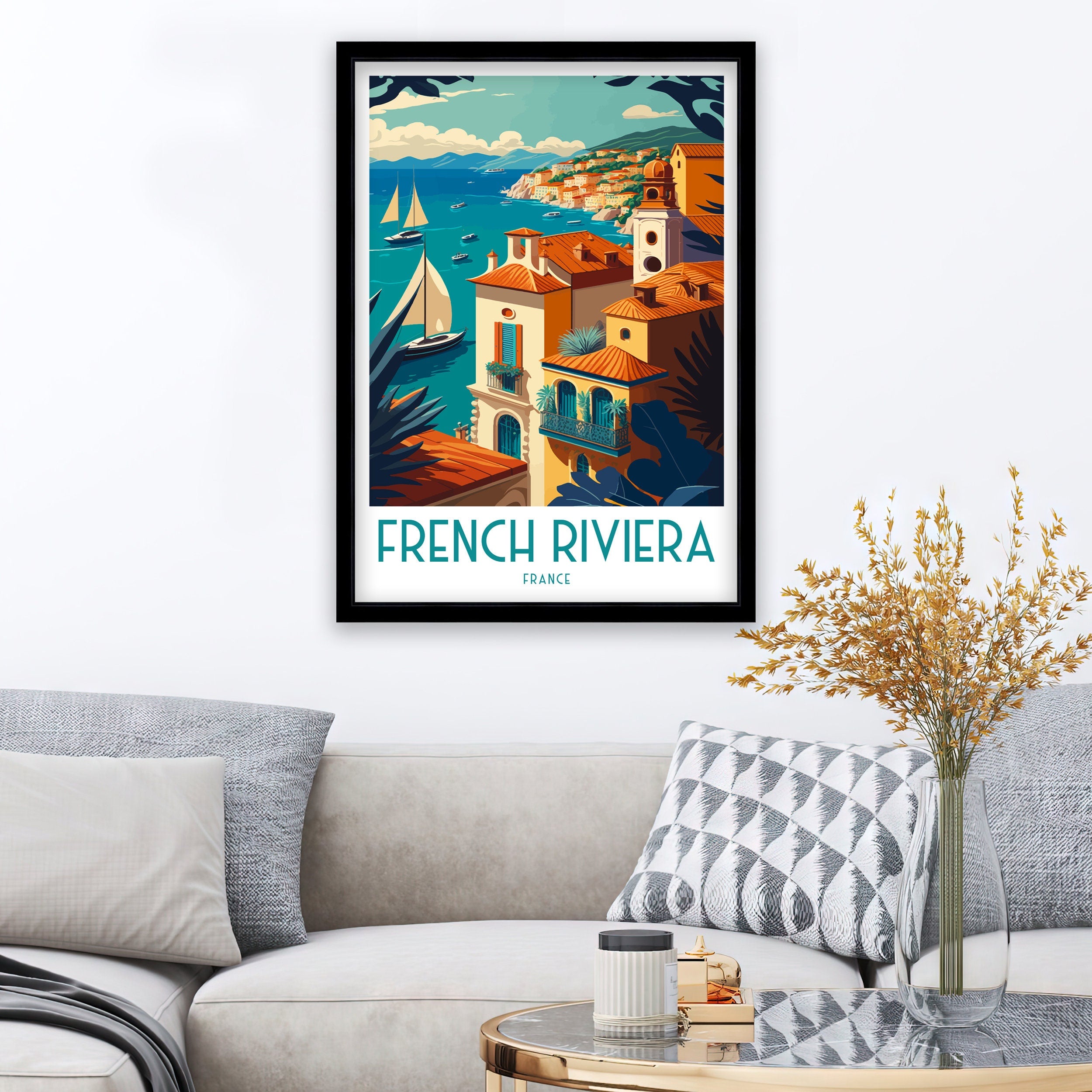 French Riviera Travel Print – Coastal France Art