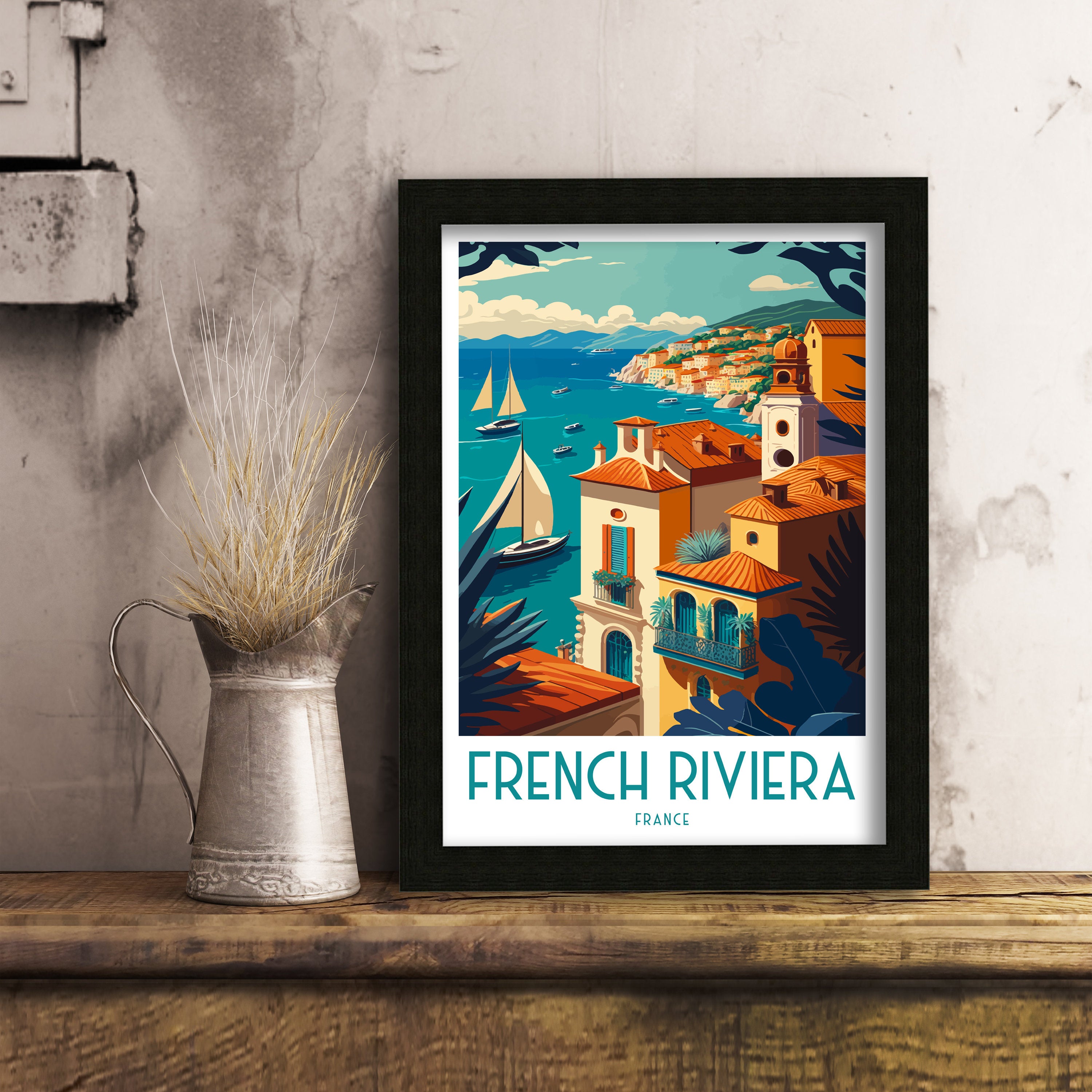 French Riviera Travel Print – Coastal France Art
