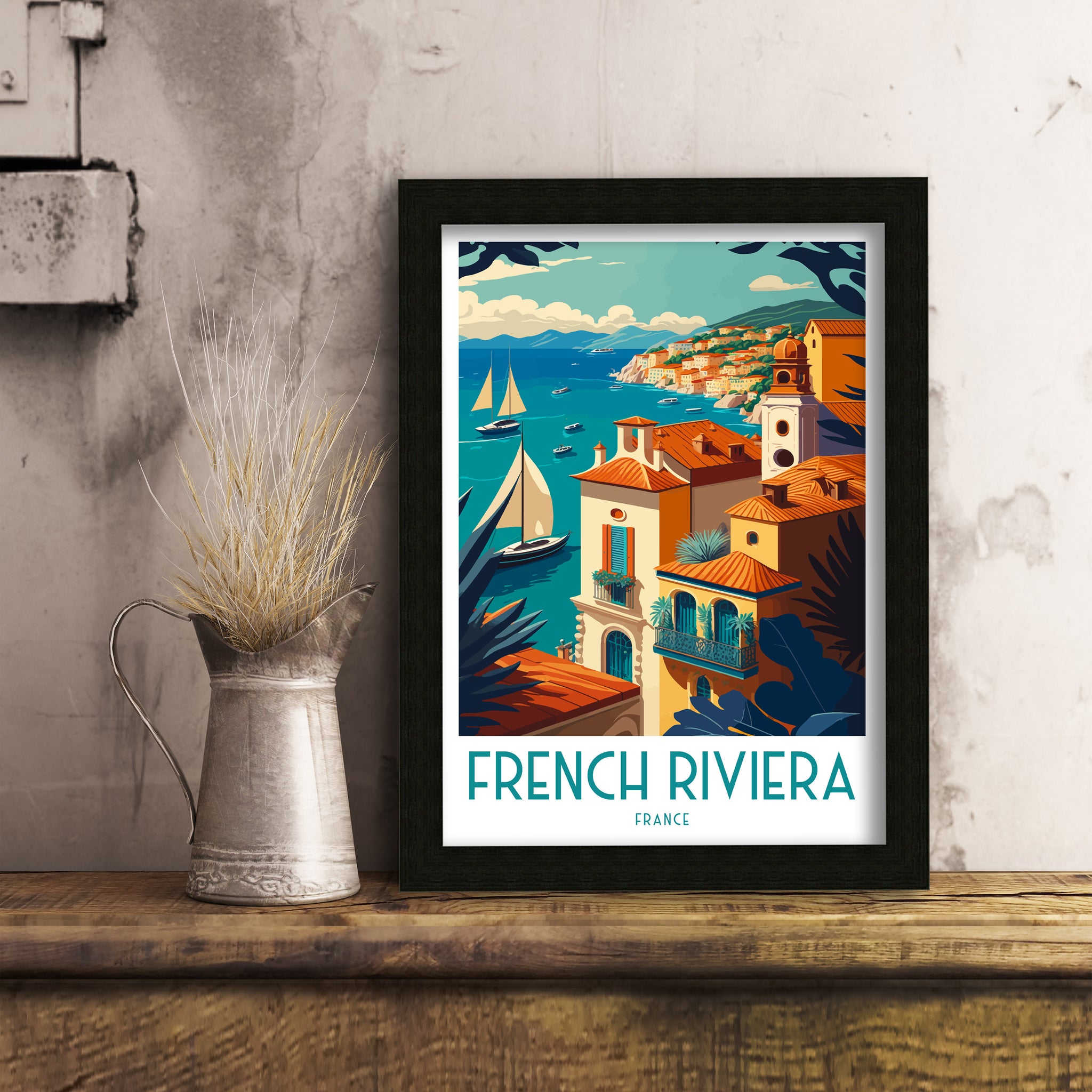 French Riviera Travel Print – Coastal France Art