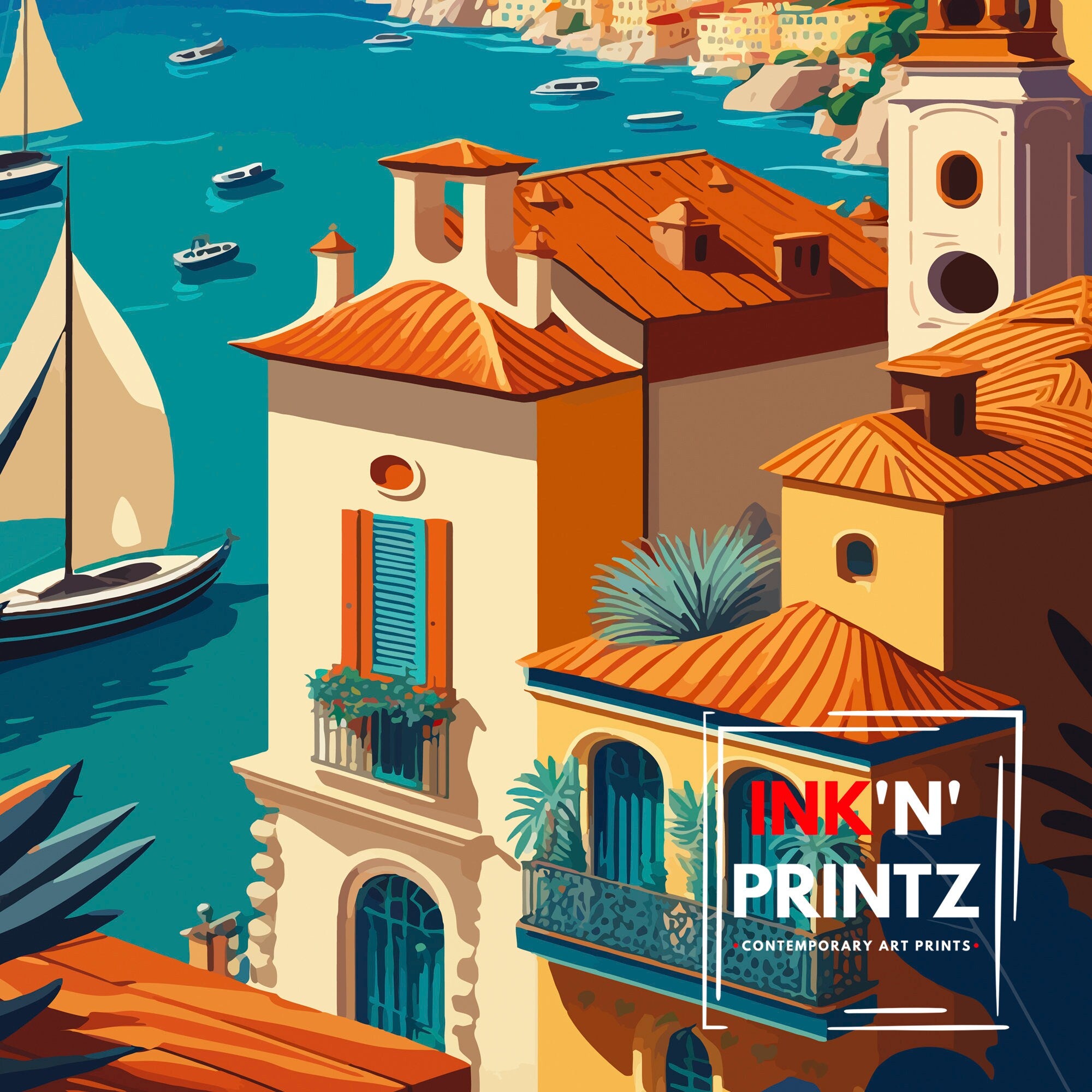 French Riviera Travel Print – Coastal France Art