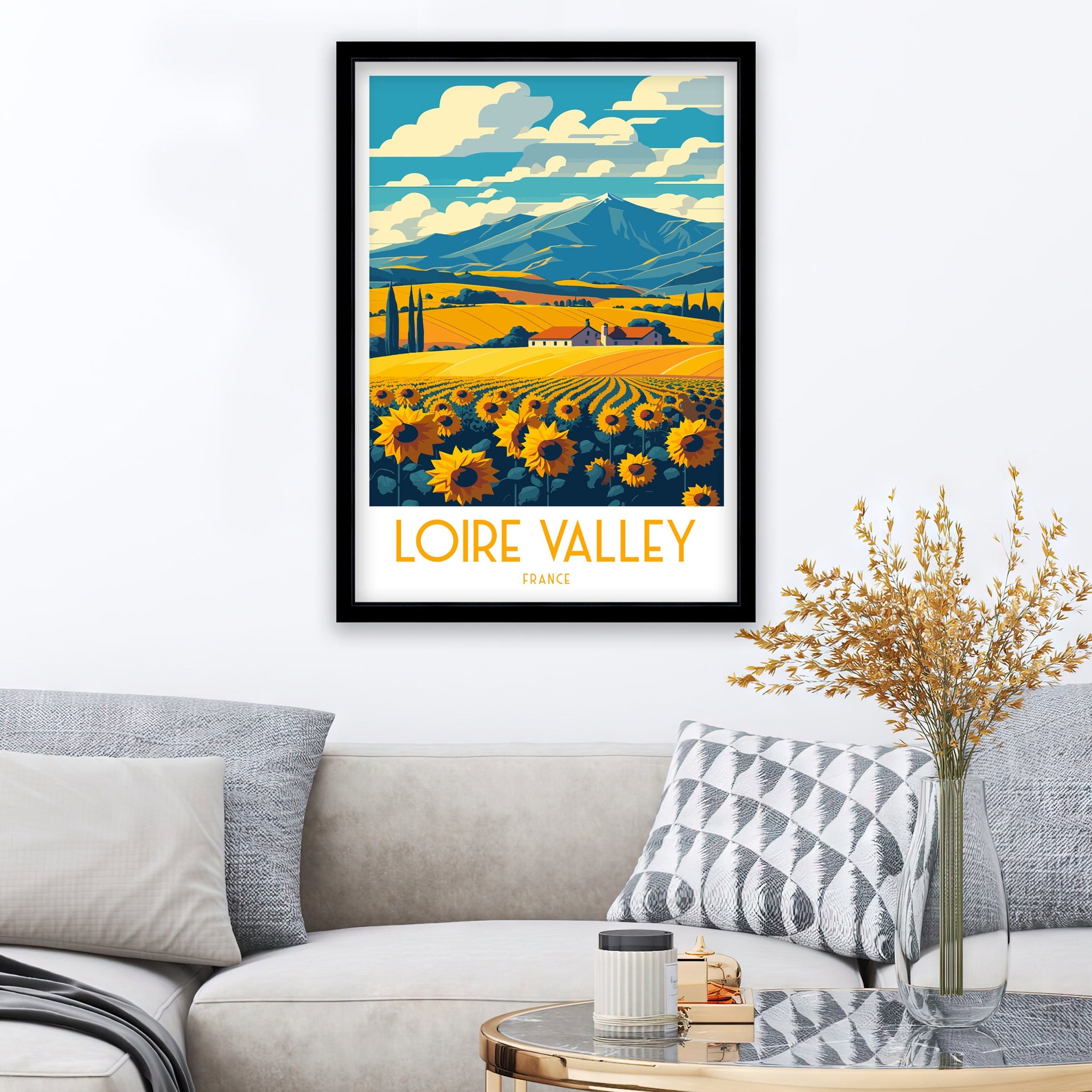 Loire Valley France Travel Art Print, Vineyard Landscape