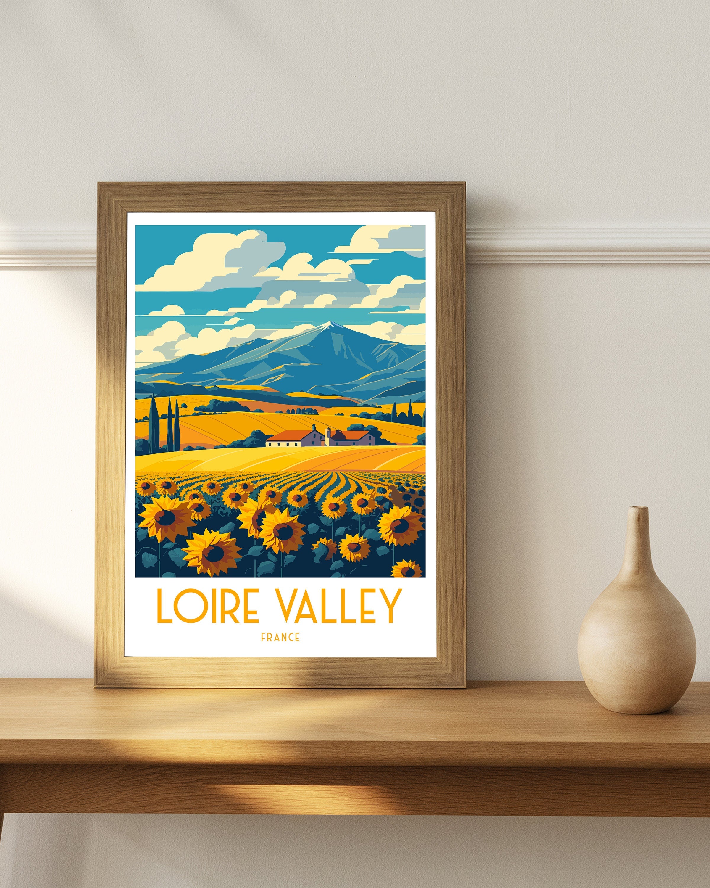 Loire Valley France Travel Art Print, Vineyard Landscape