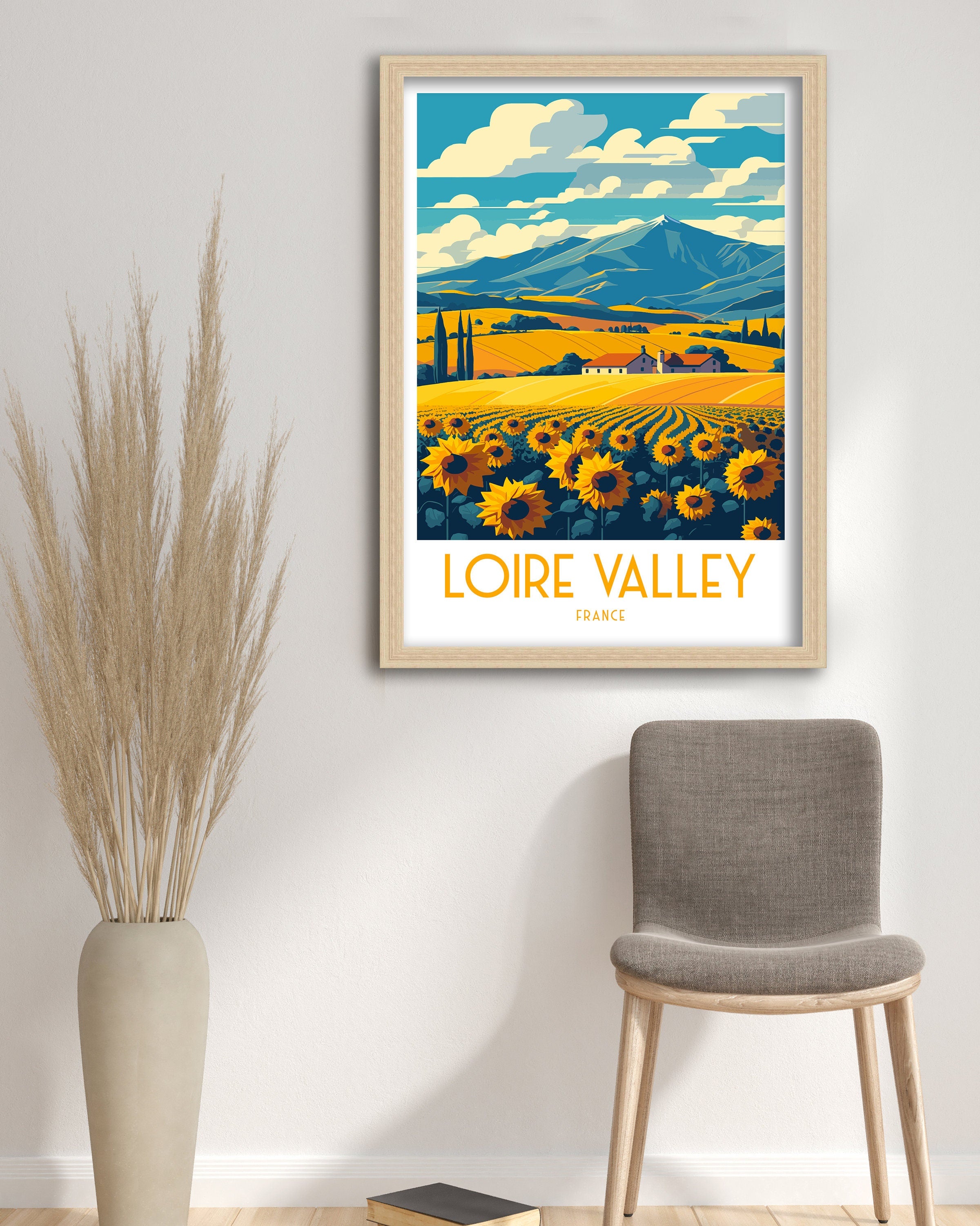 Loire Valley France Travel Art Print, Vineyard Landscape
