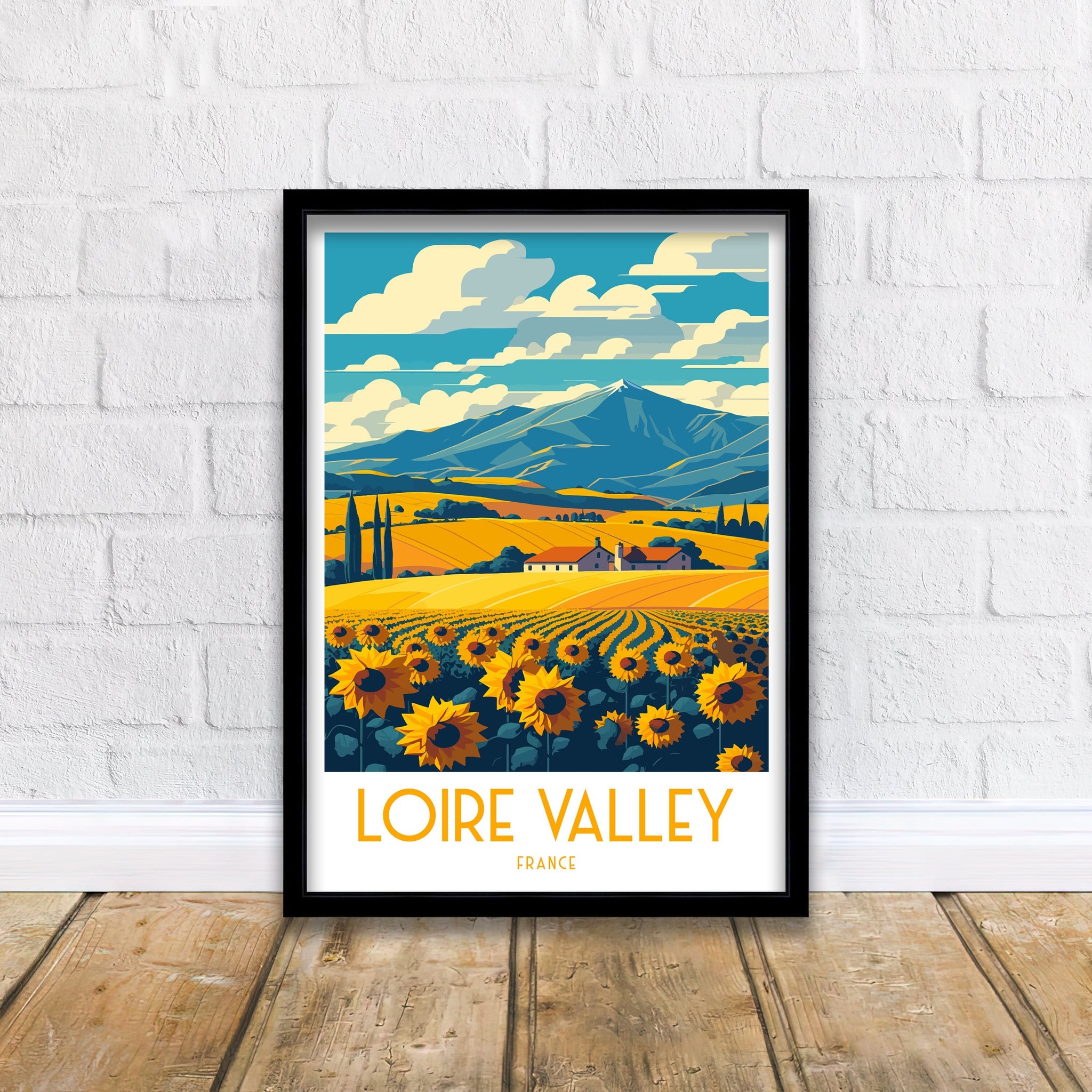 Loire Valley France Travel Art Print, Vineyard Landscape