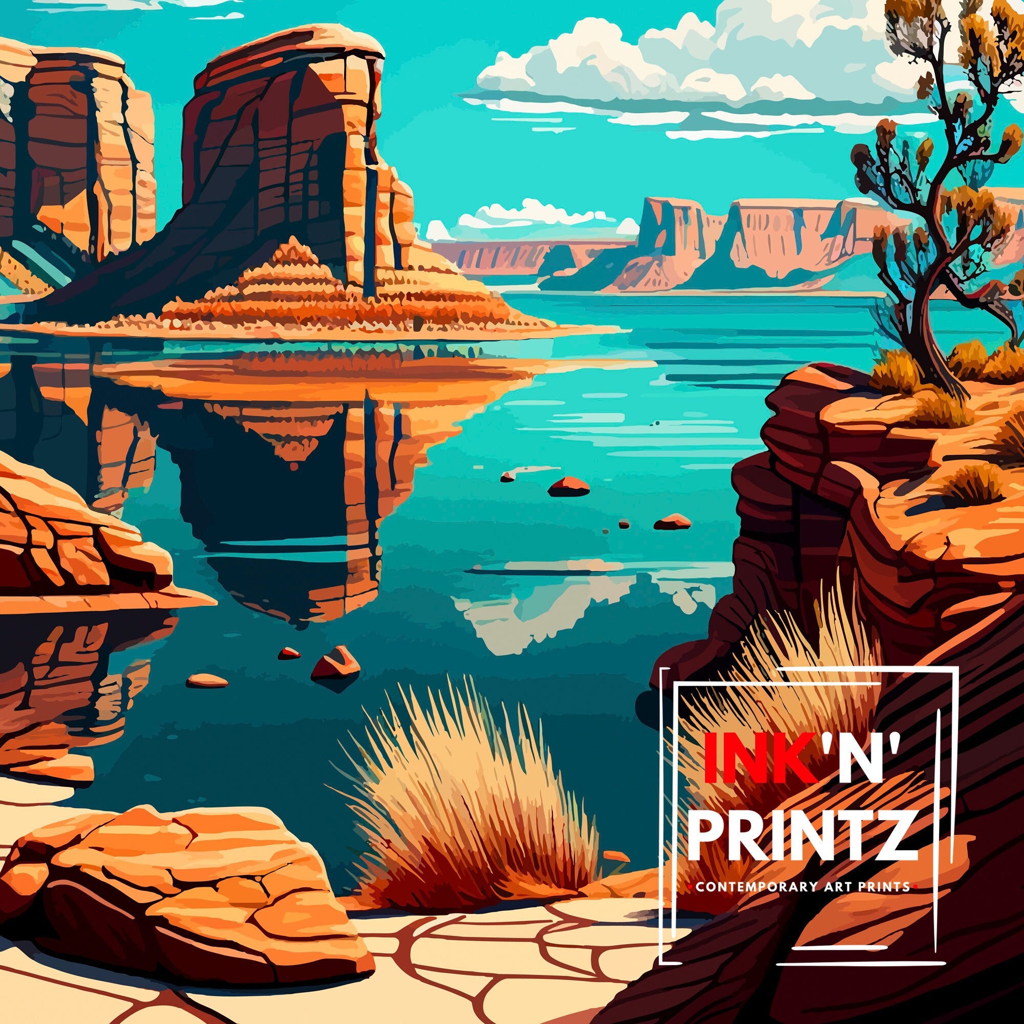 Lake Powell Art Print, Arizona Travel Poster