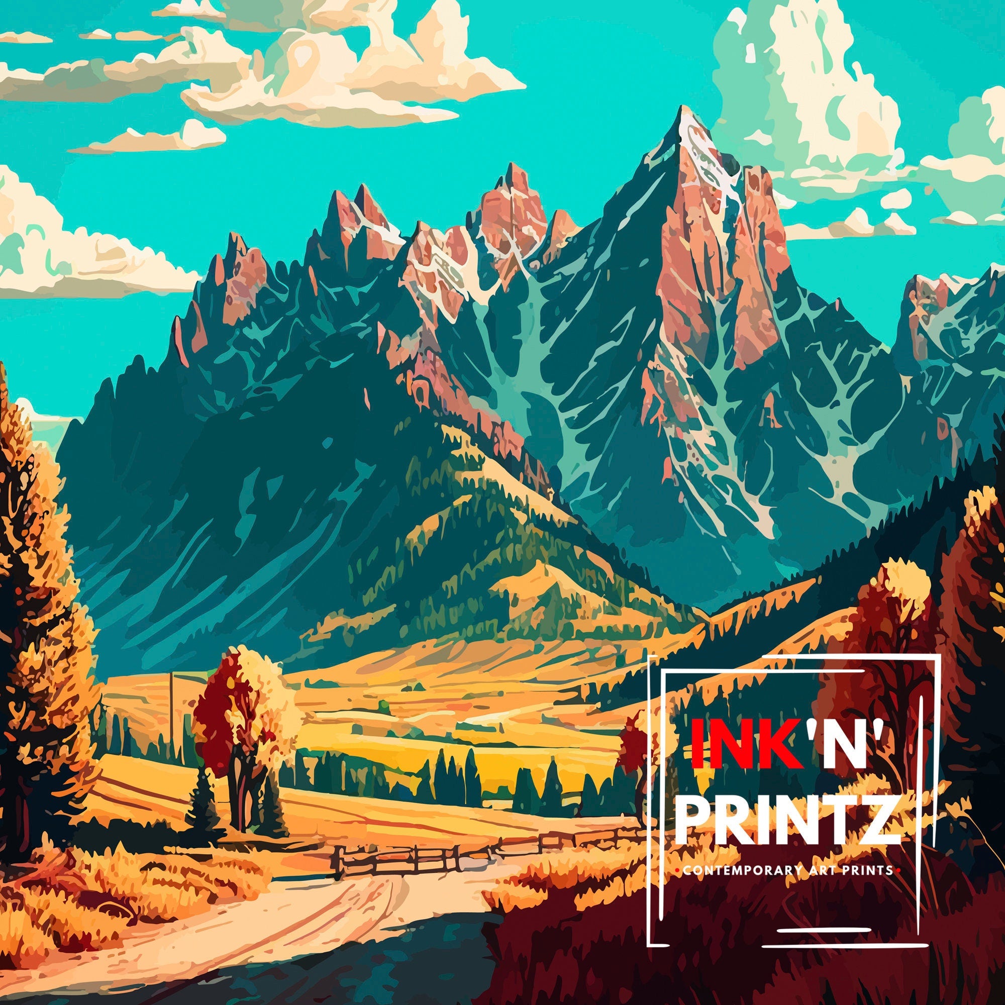 Grand Tetons Print | Jackson Wyoming Travel Poster