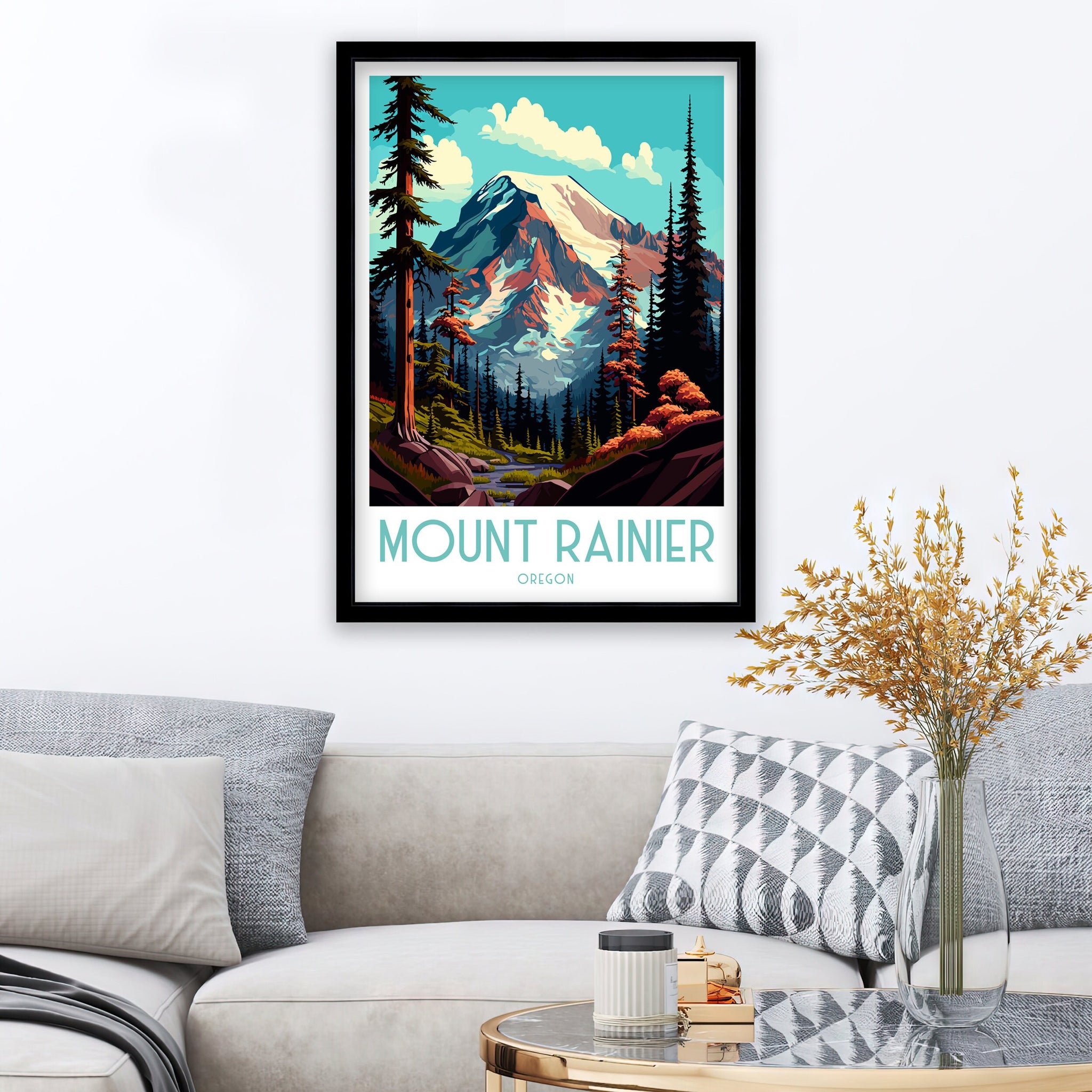 Mount Rainier Art Print | Washington Travel Poster, PNW Decor