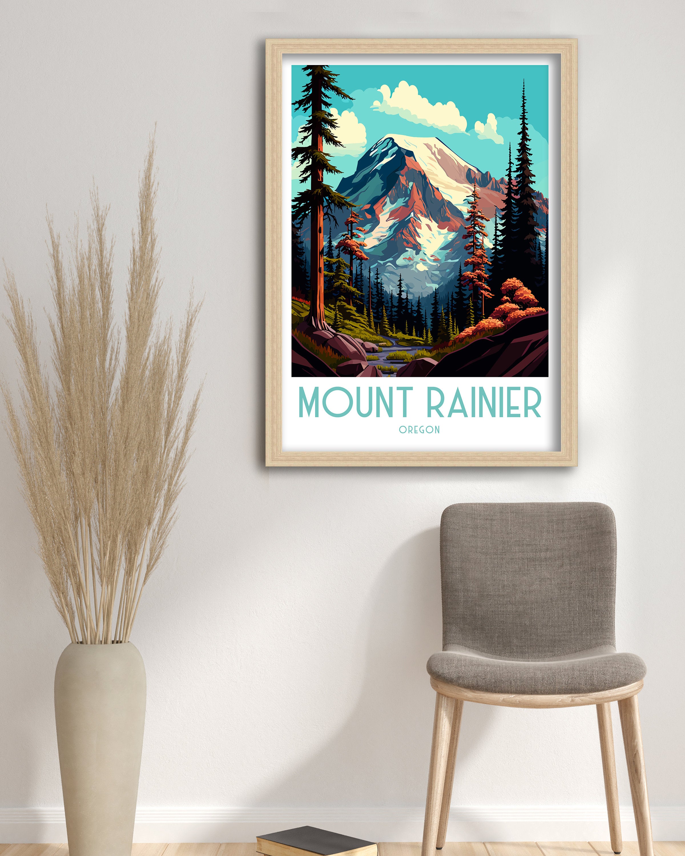 Mount Rainier Art Print | Washington Travel Poster, PNW Decor