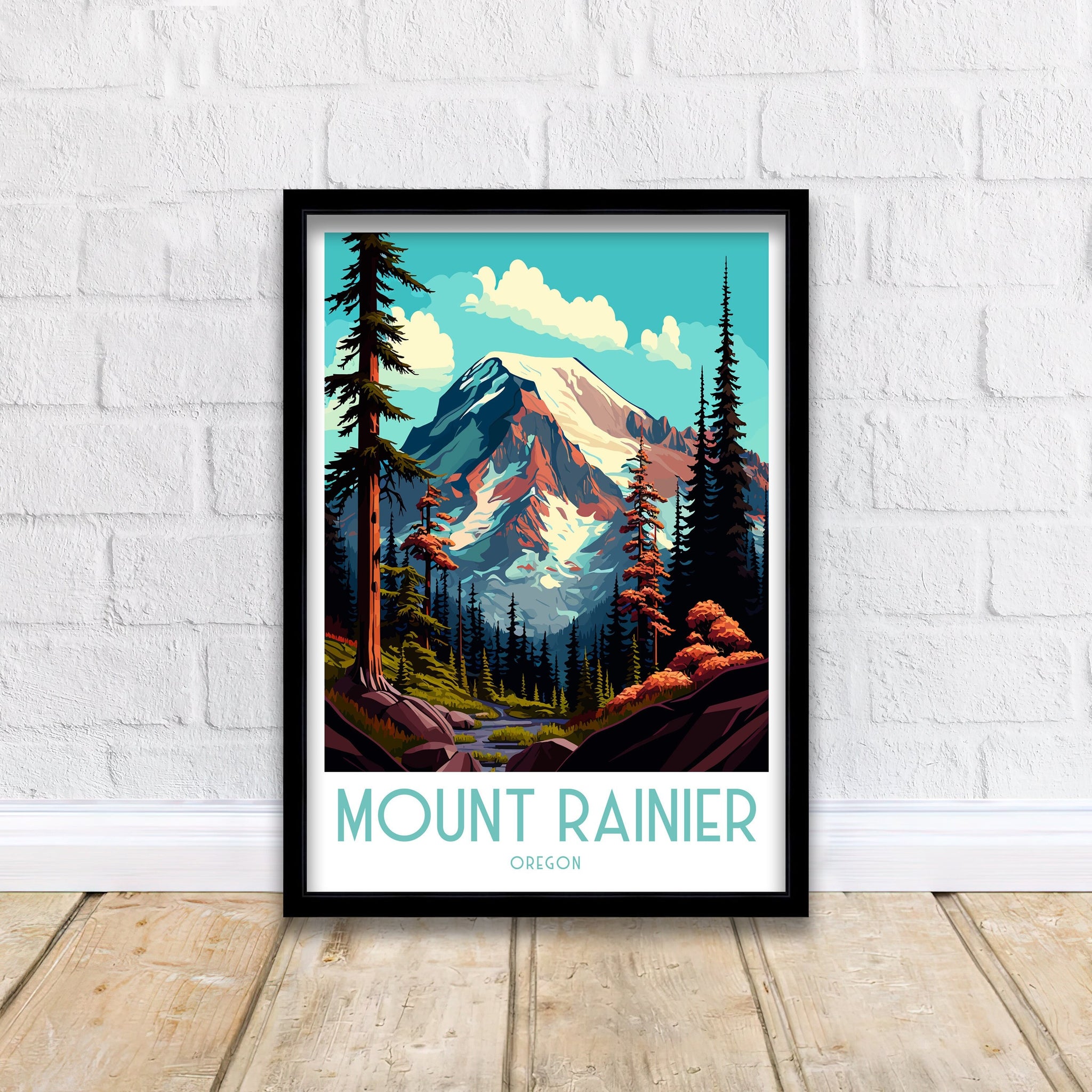 Mount Rainier Art Print | Washington Travel Poster, PNW Decor