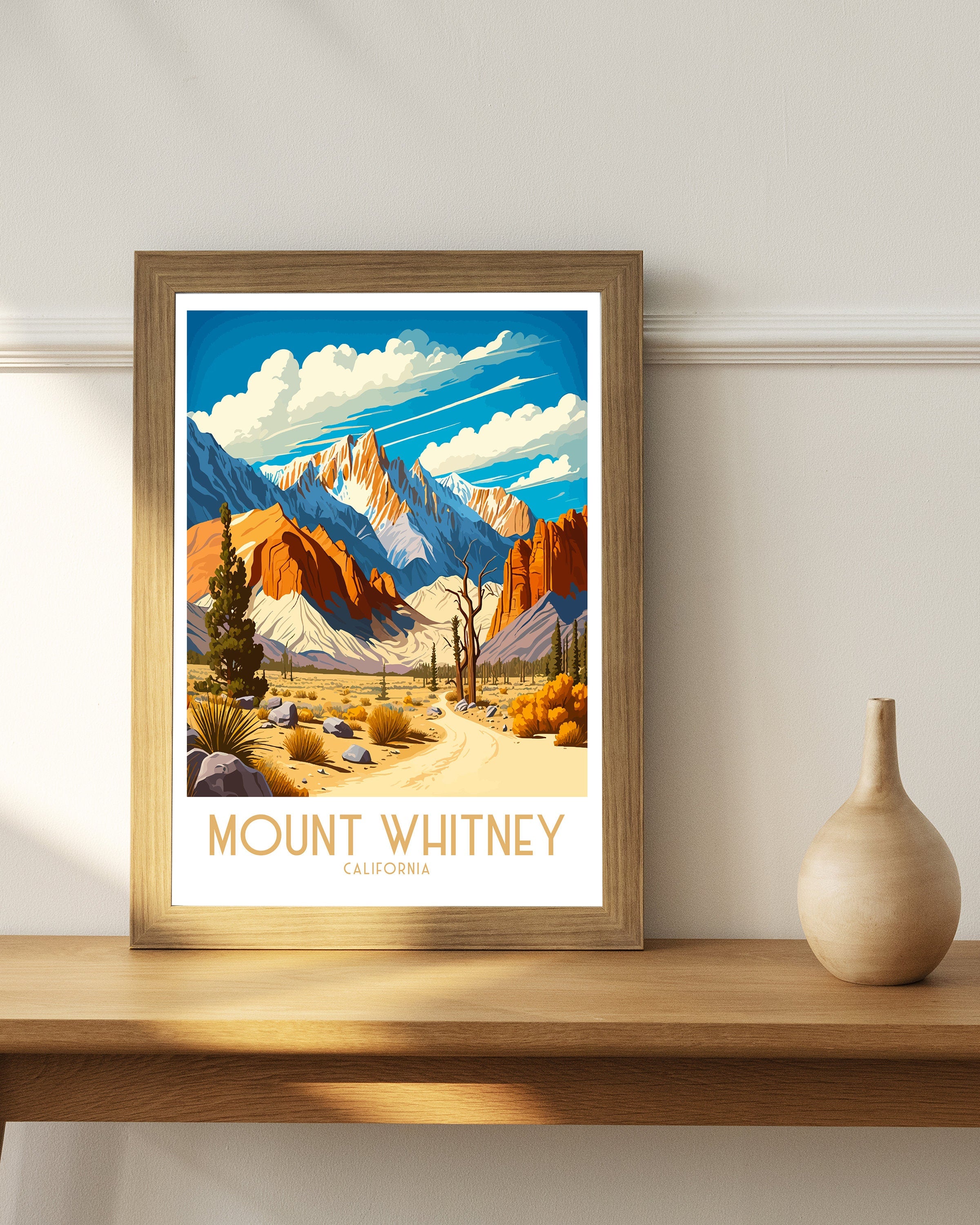 Mount Whitney Art Print | Sierra Nevada Illustration, California Travel Decor