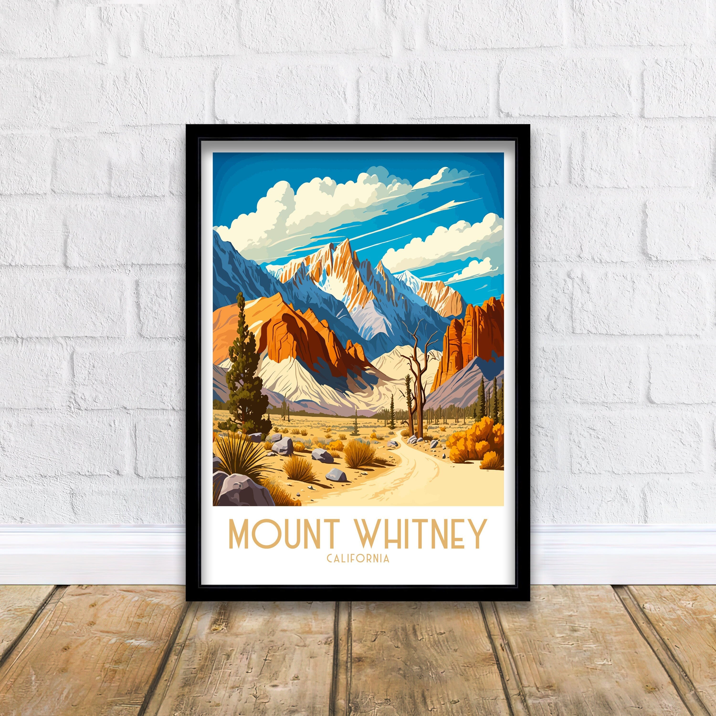 Mount Whitney Art Print | Sierra Nevada Illustration, California Travel Decor