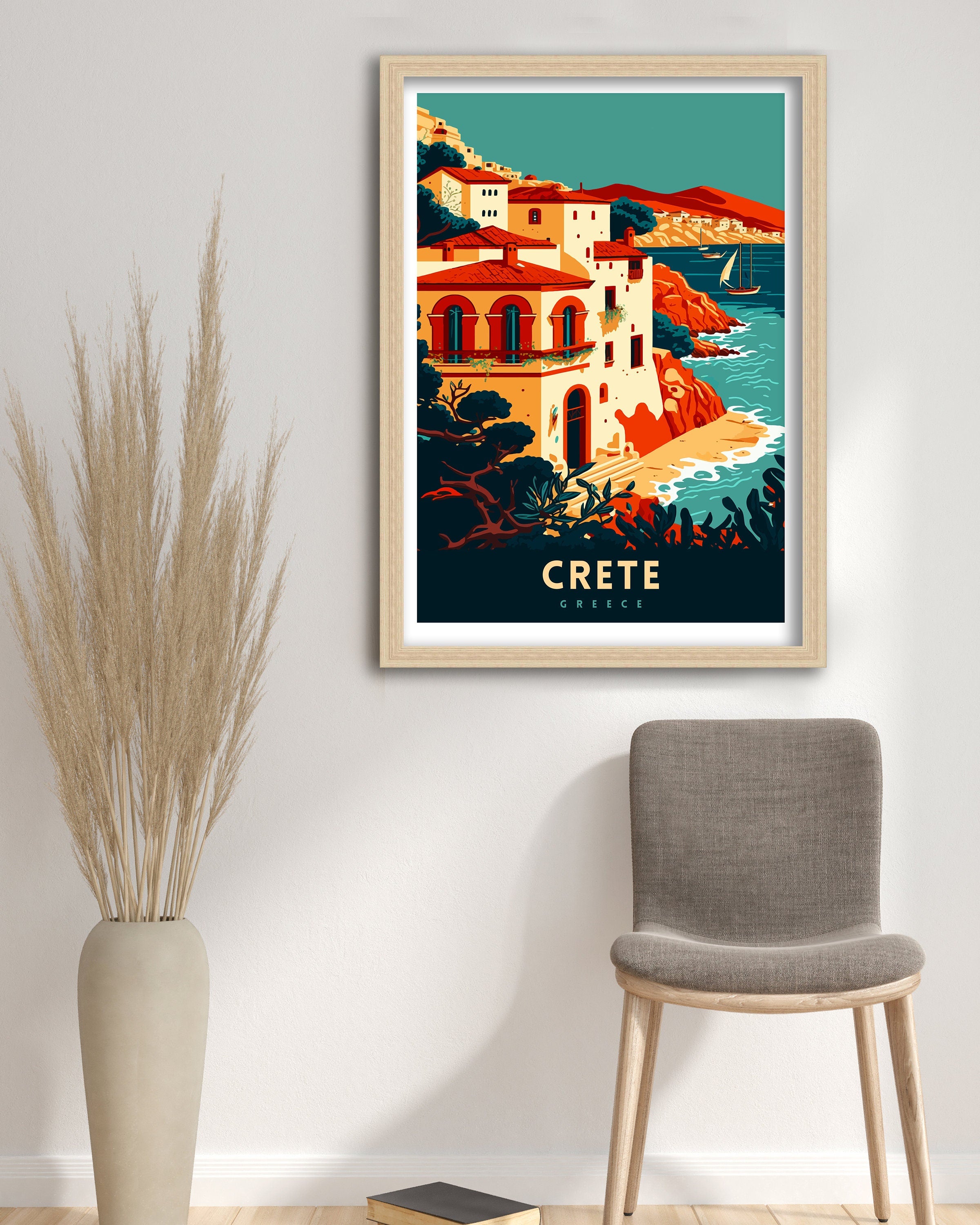 Crete Greece Travel Poster | Coastal Art Print