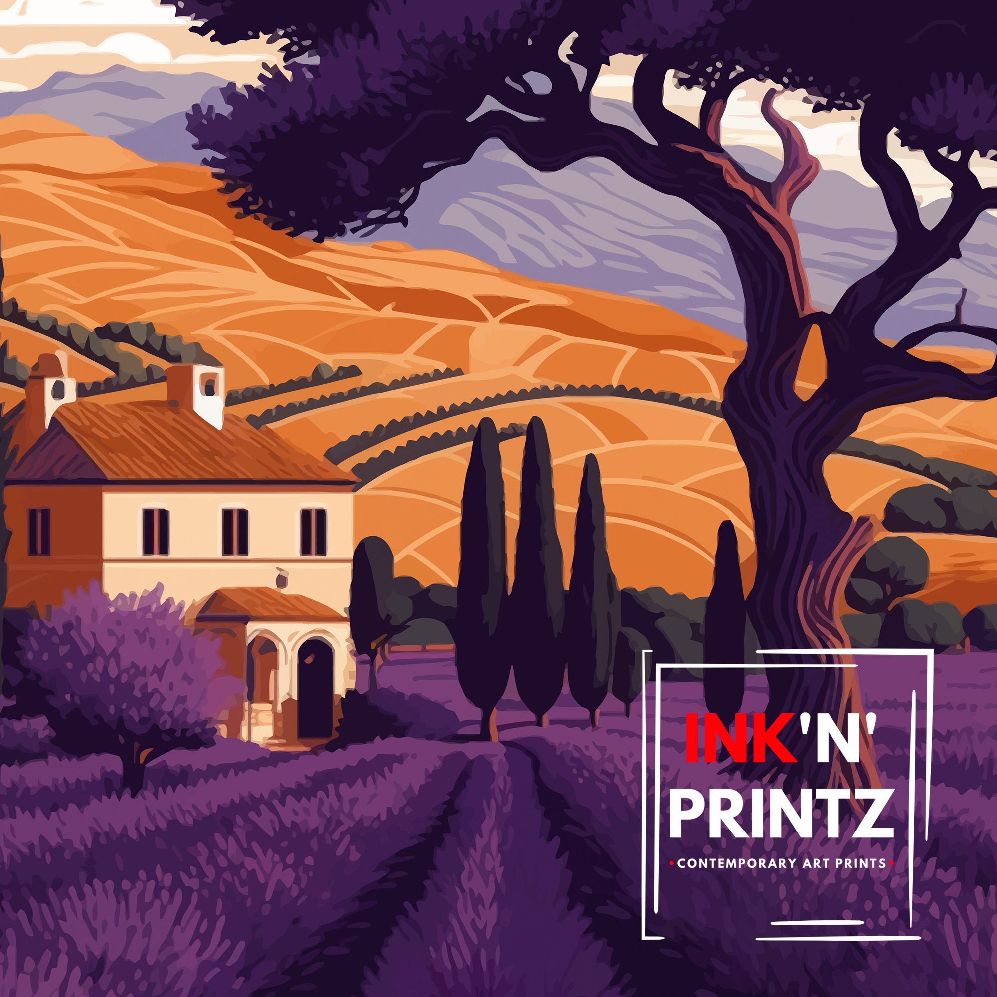 Provence France Travel Poster: Lavender Fields Art Print