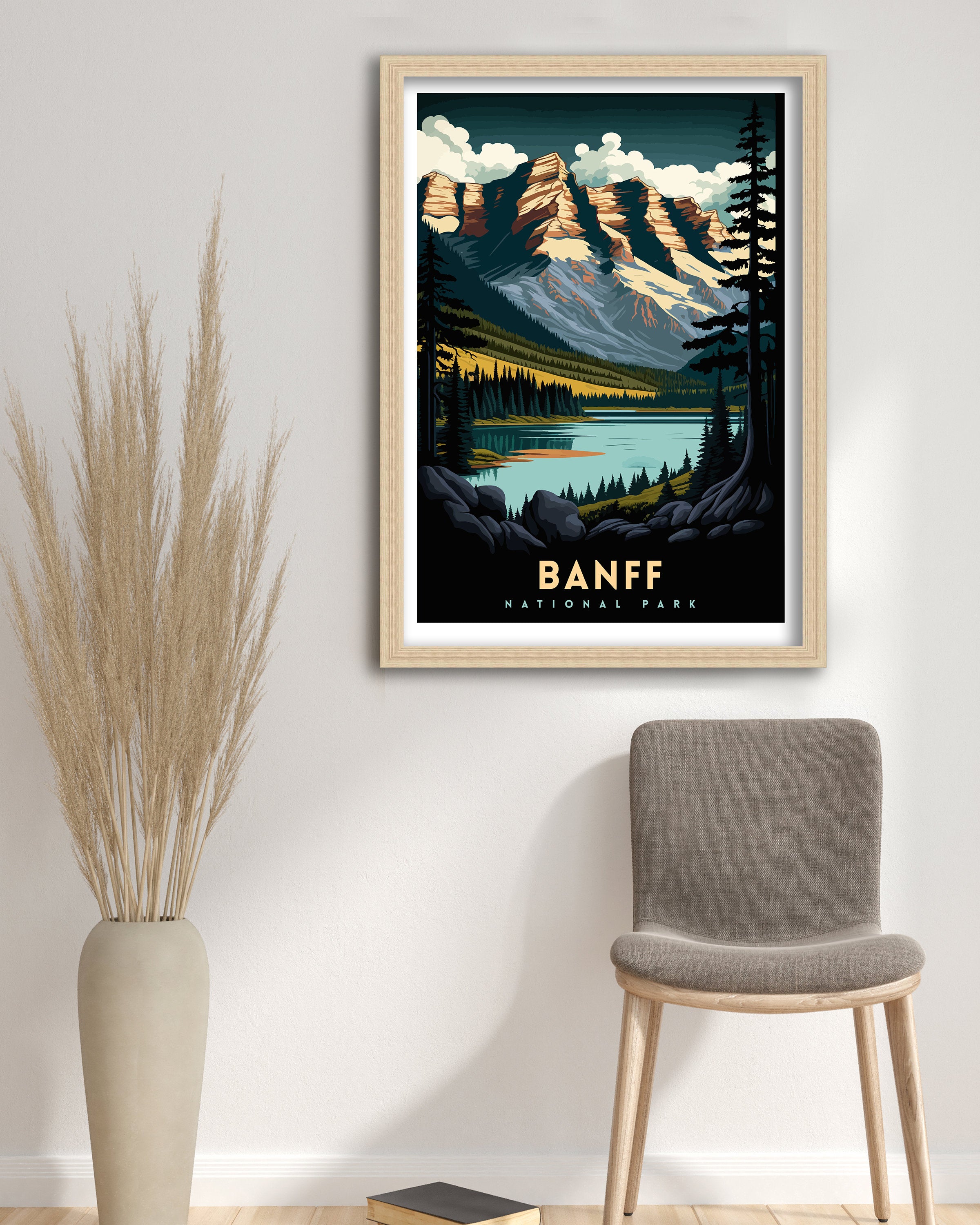 Banff National Park Travel Poster, Canadian Rockies Print
