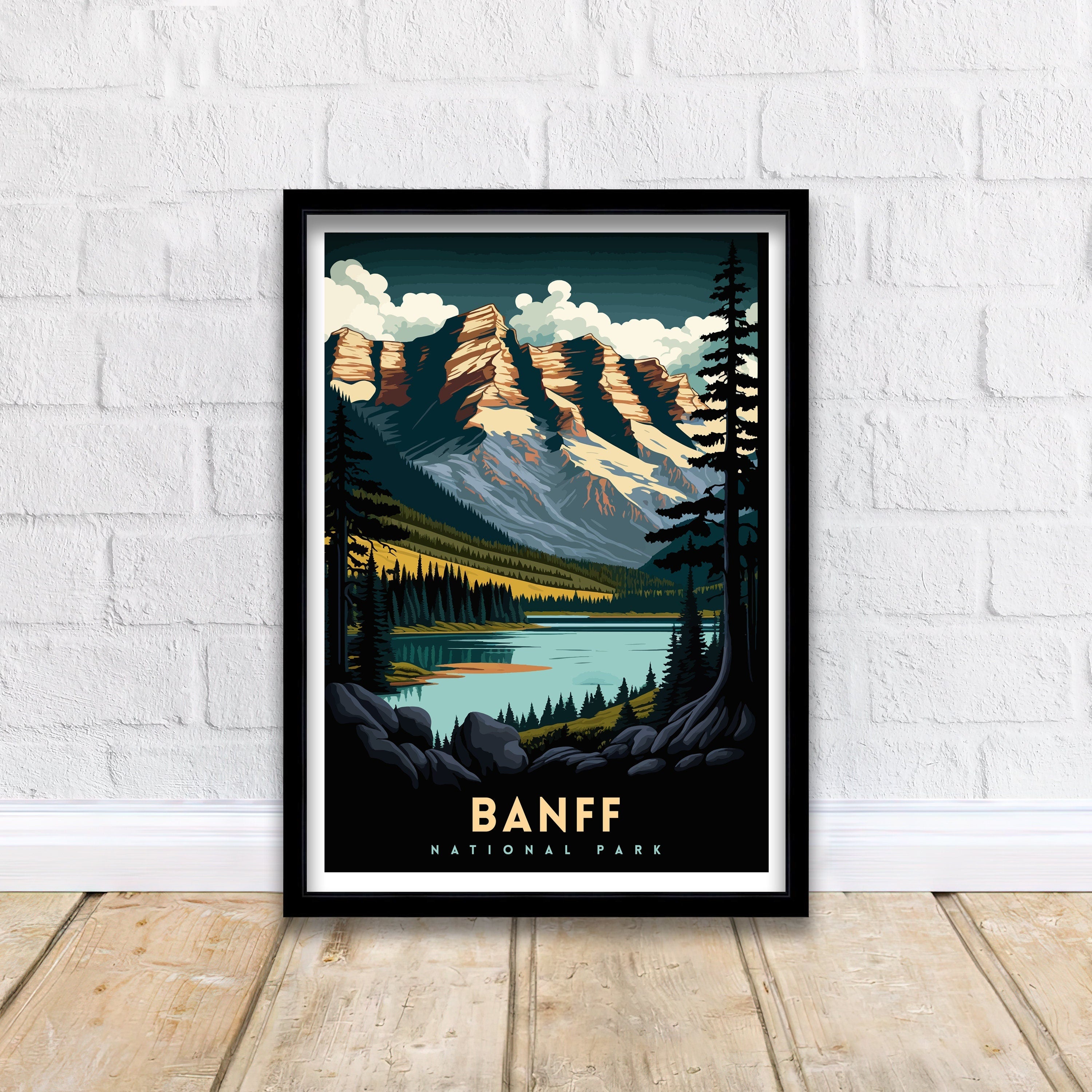 Banff National Park Travel Poster, Canadian Rockies Print