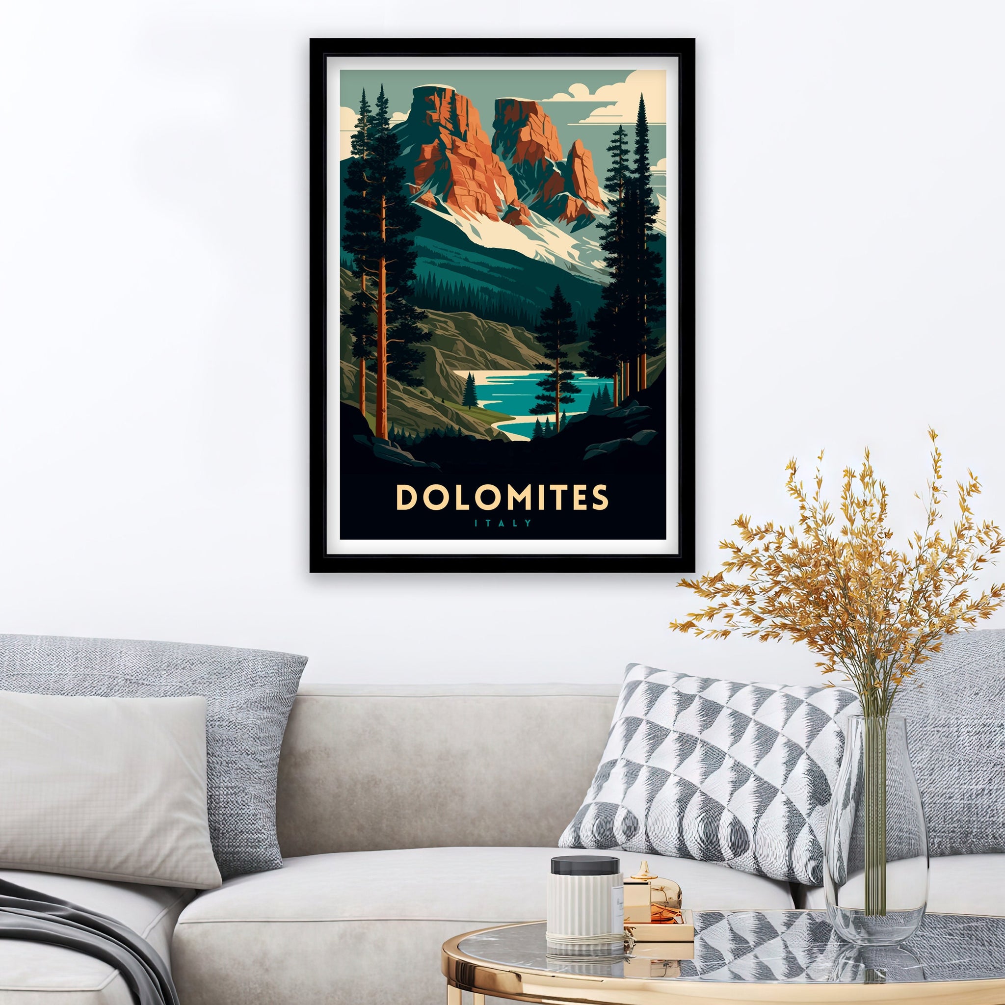 Dolomites Italy Travel Poster | Vintage Style Print