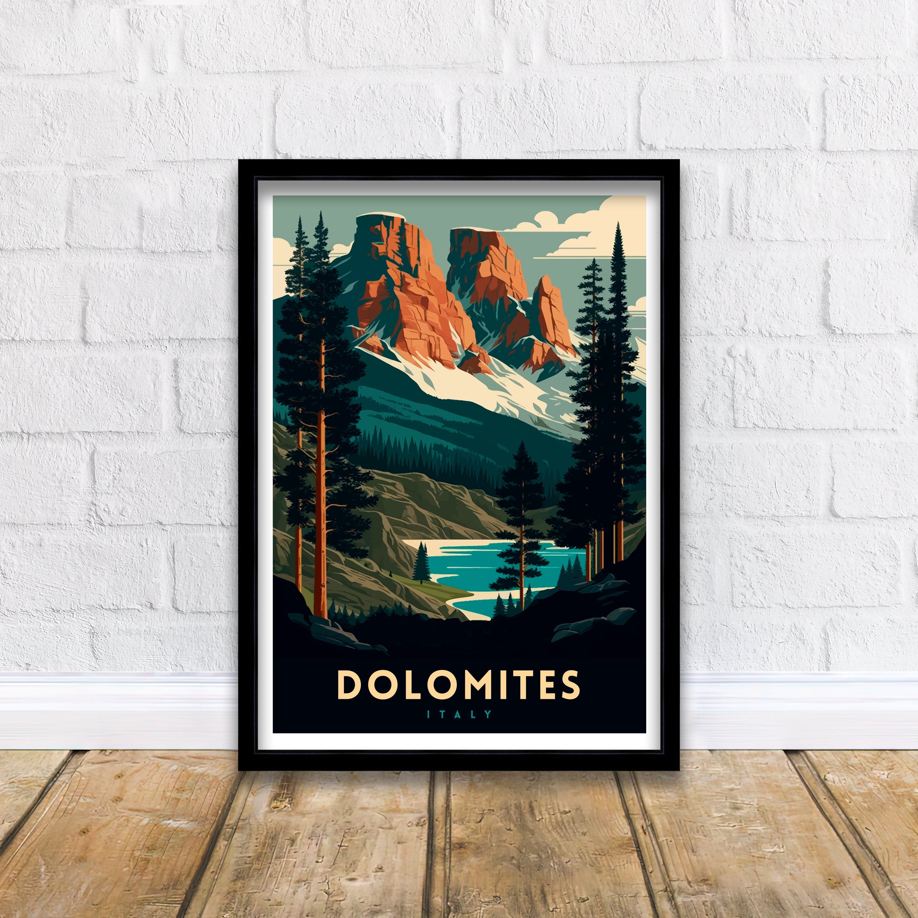 Dolomites Italy Travel Poster | Vintage Style Print