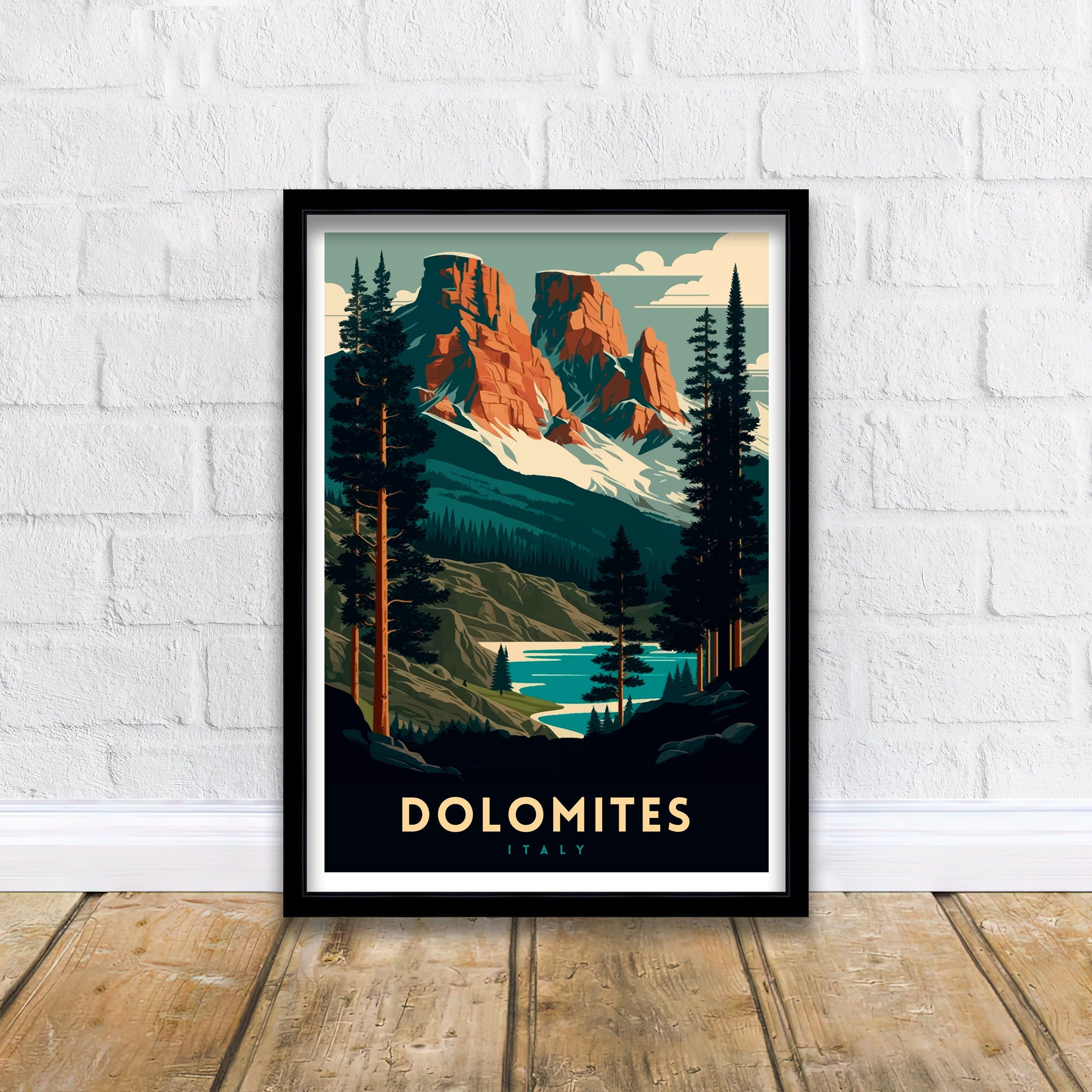 Dolomites Italy Travel Poster | Vintage Style Print
