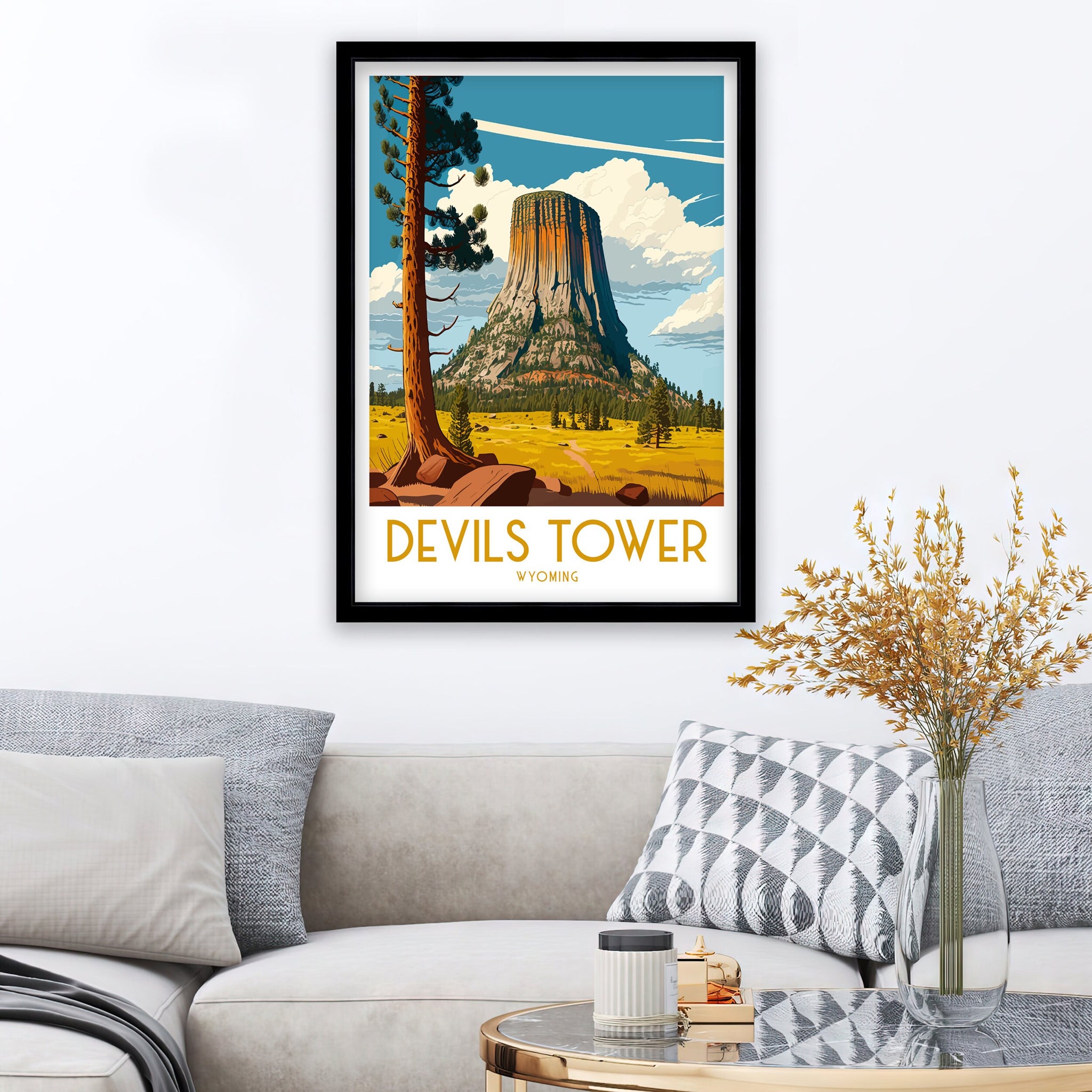 Devil's Tower Wyoming Travel Poster | National Monument Art Print