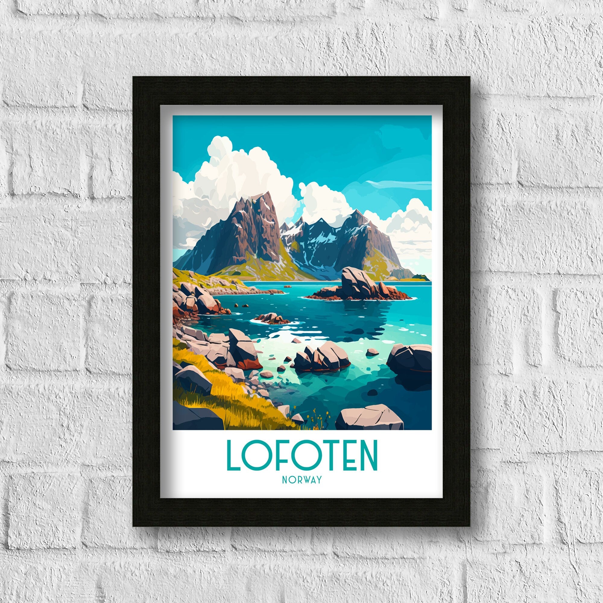 Lofoten Islands Art Print, Norway Travel Poster