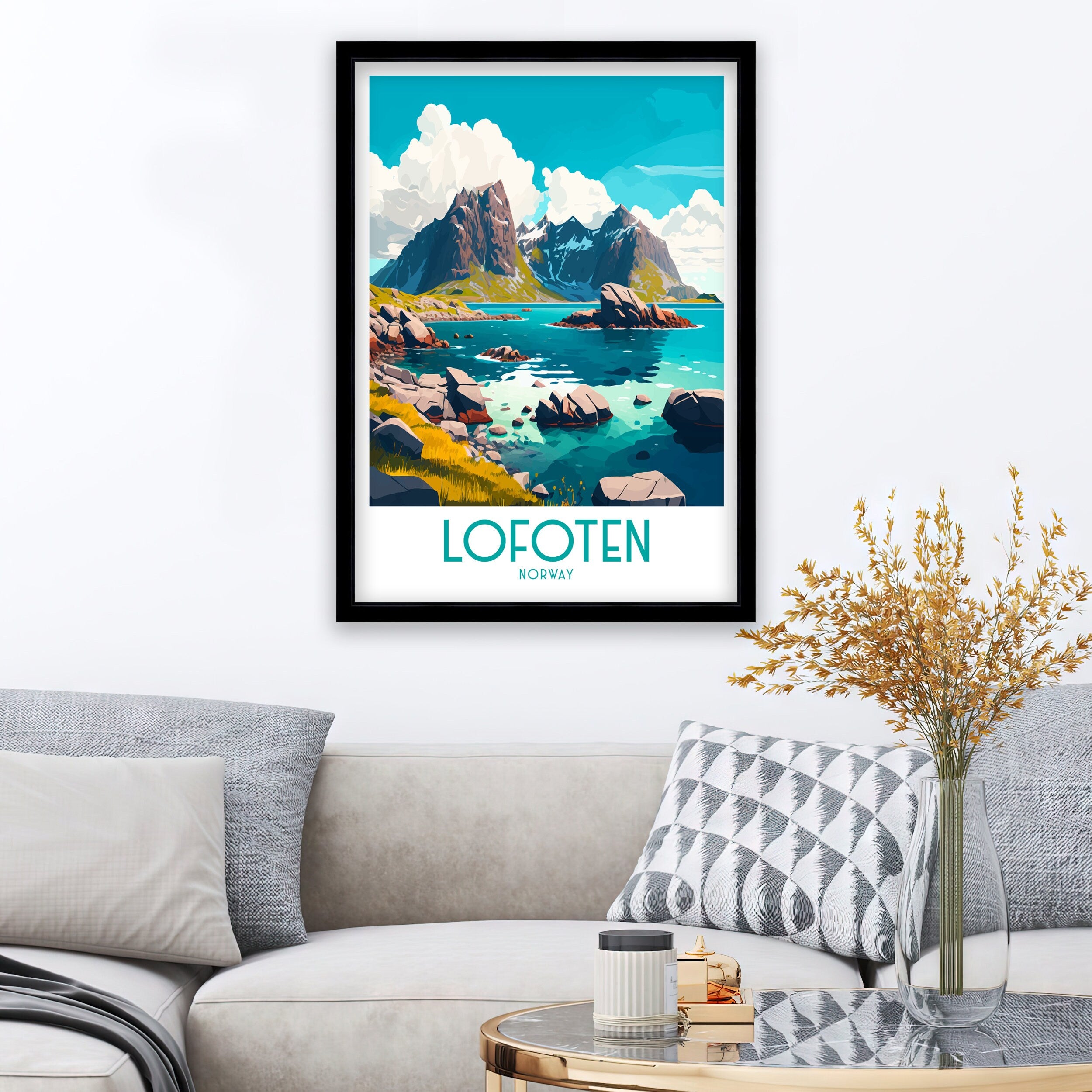 Lofoten Islands Art Print, Norway Travel Poster