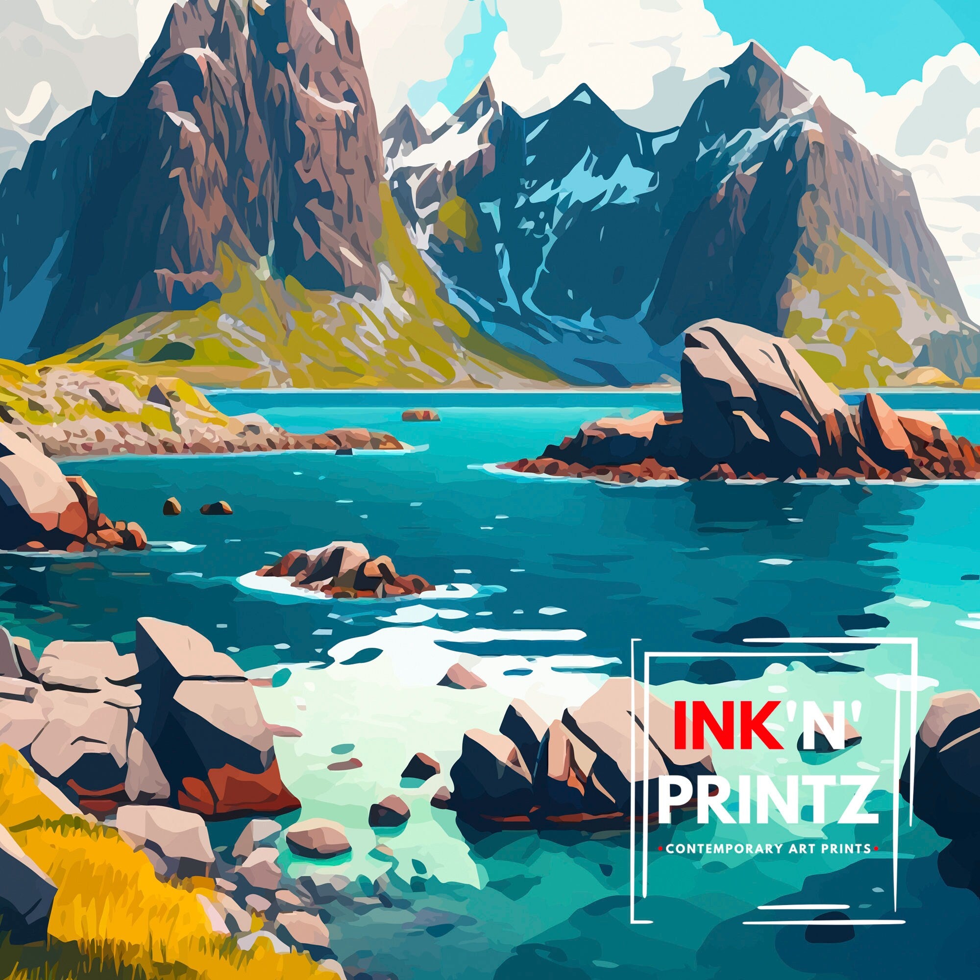 Lofoten Islands Art Print, Norway Travel Poster