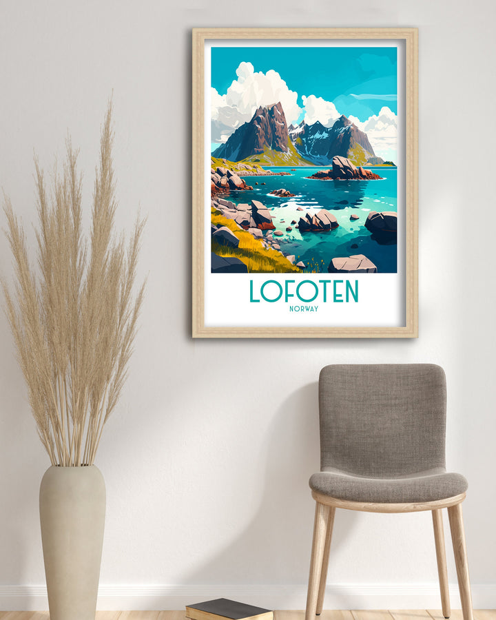 Lofoten Islands Travel Poster , Lofoten Wall Art, Lofoten Home Decor, Lofoten Island Illustration, Lofoten Norway Poster, Lofoten Travel Gift