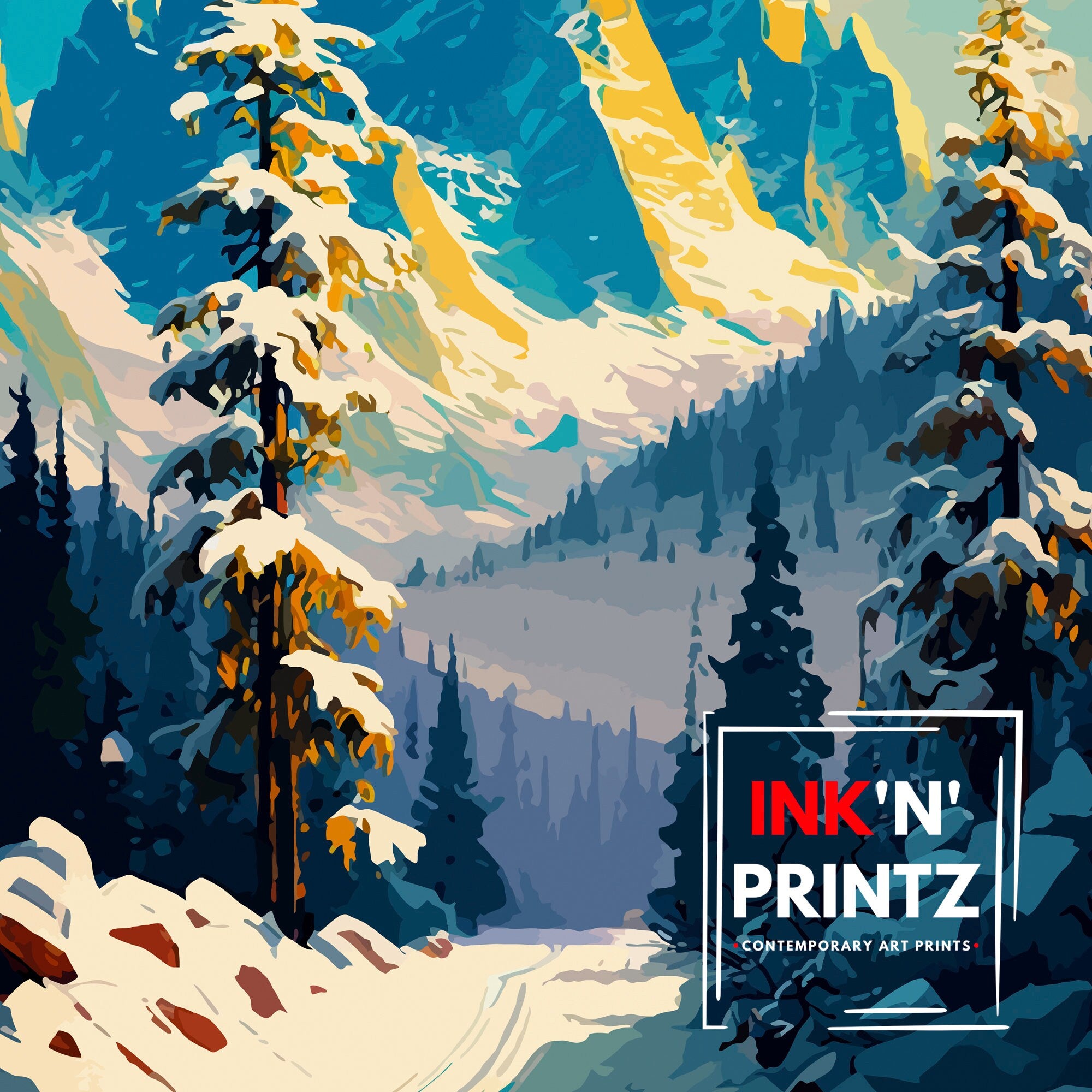 Chamonix Ski Poster | French Alps Travel Art Print