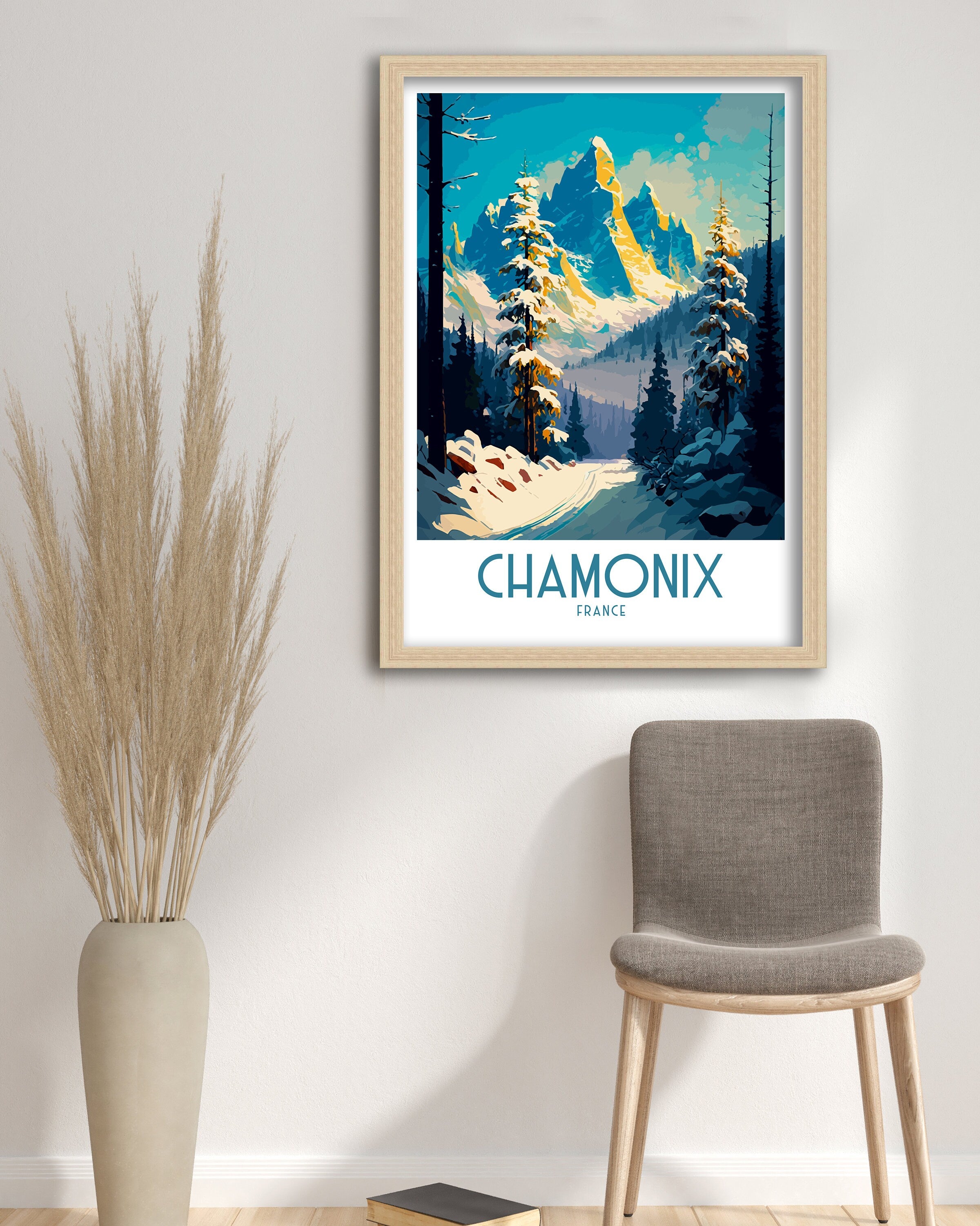 Chamonix Ski Poster | French Alps Travel Art Print