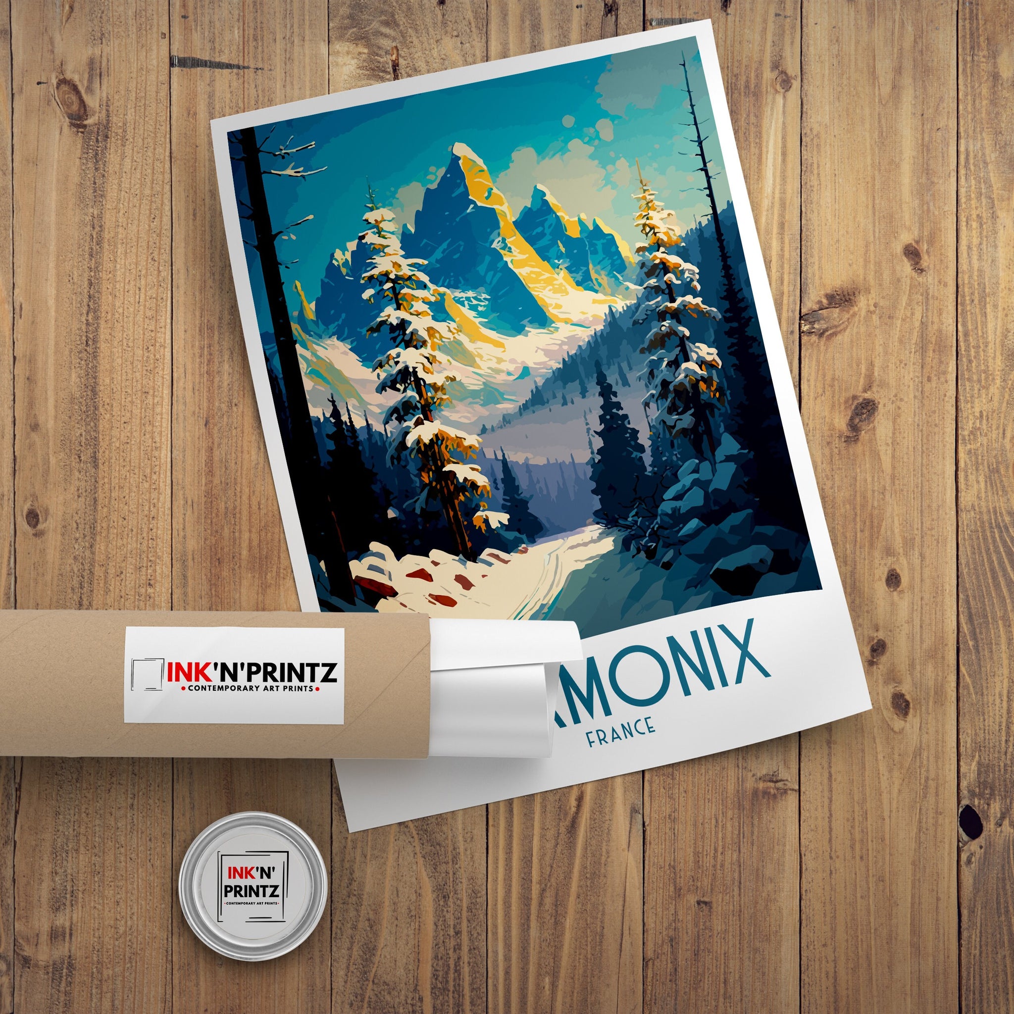 Chamonix Ski Poster | French Alps Travel Art Print