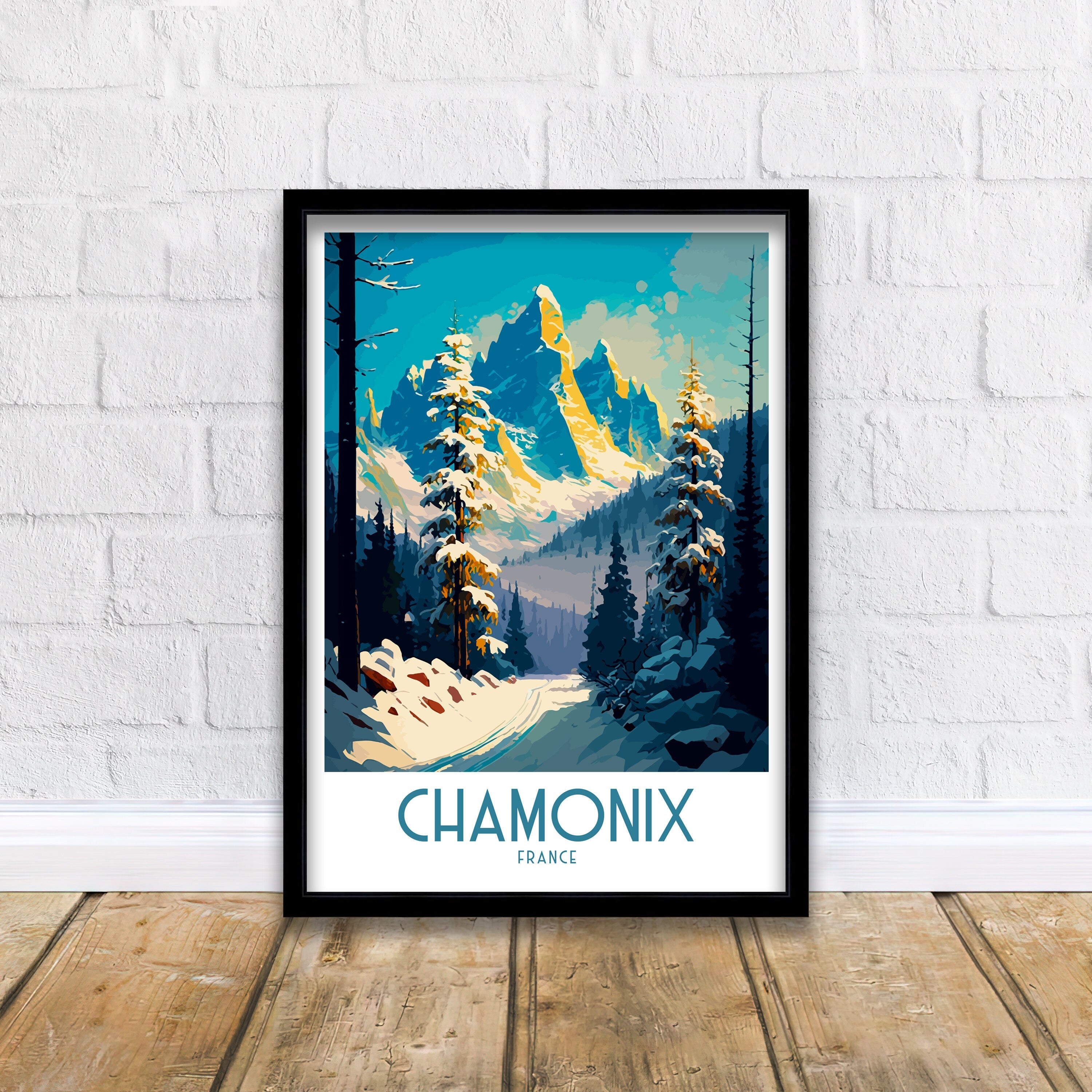 Chamonix Ski Poster | French Alps Travel Art Print