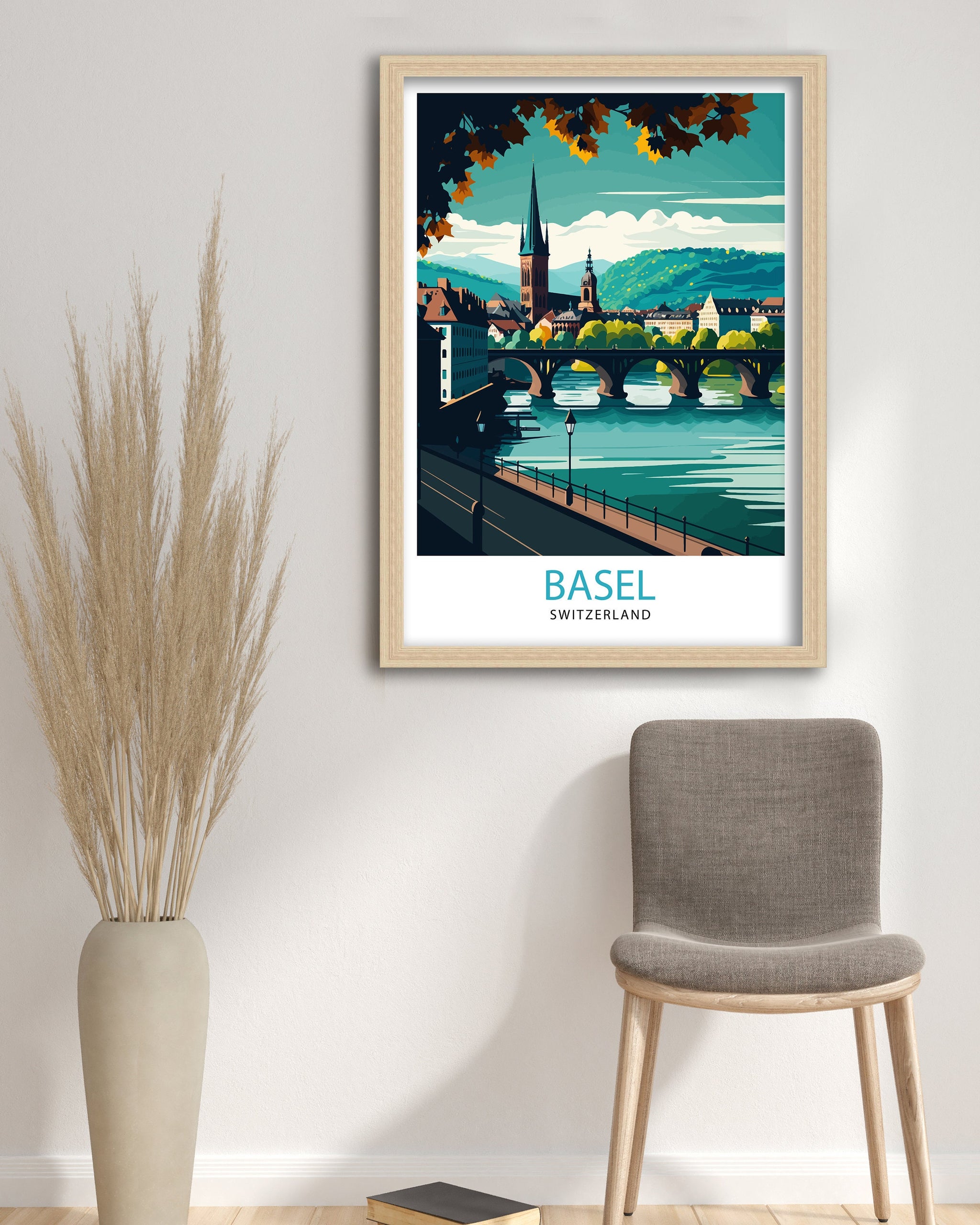 Basel Switzerland Art Print, Illustrated Travel Poster
