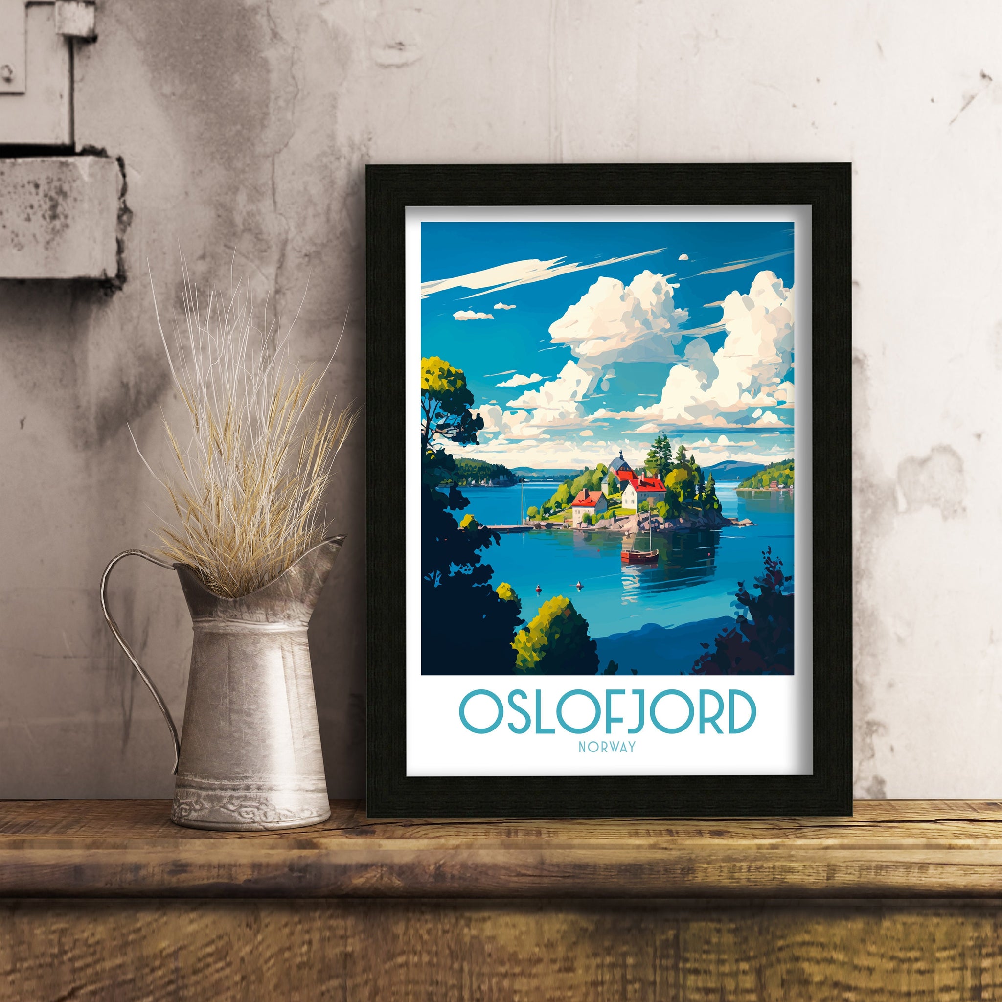 Oslofjord Norway Travel Poster, Coastal Home Decor